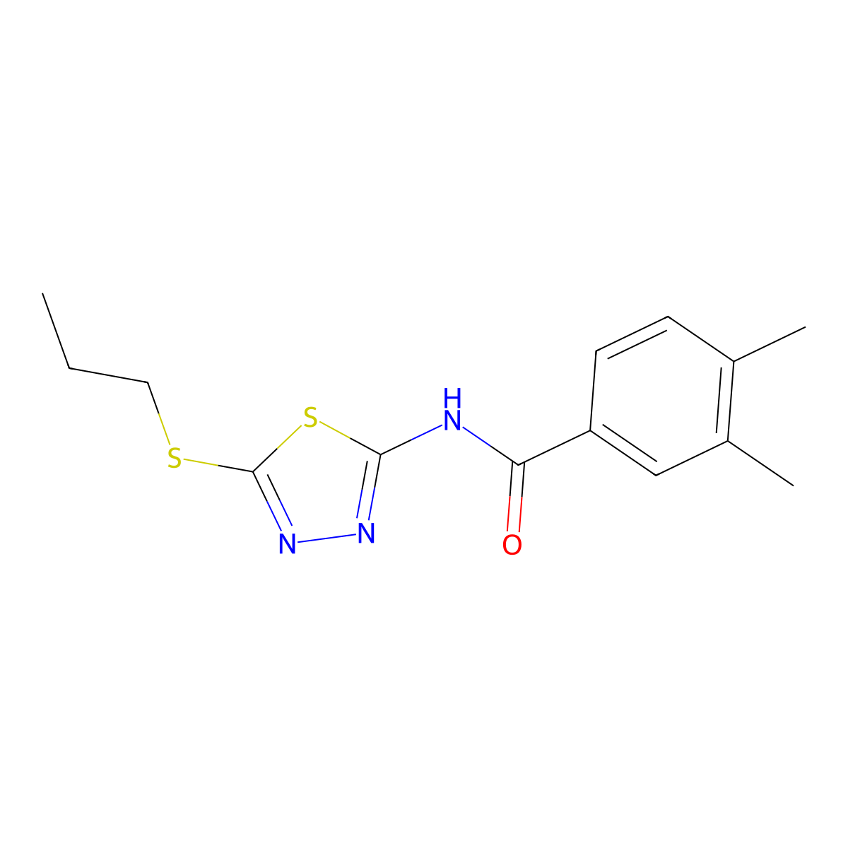 3,4-dimethyl-N-(5-(propylthio)-1,3,4-thiadiazol-2-yl)benzamide molecular structure, CAS 393567-76-5