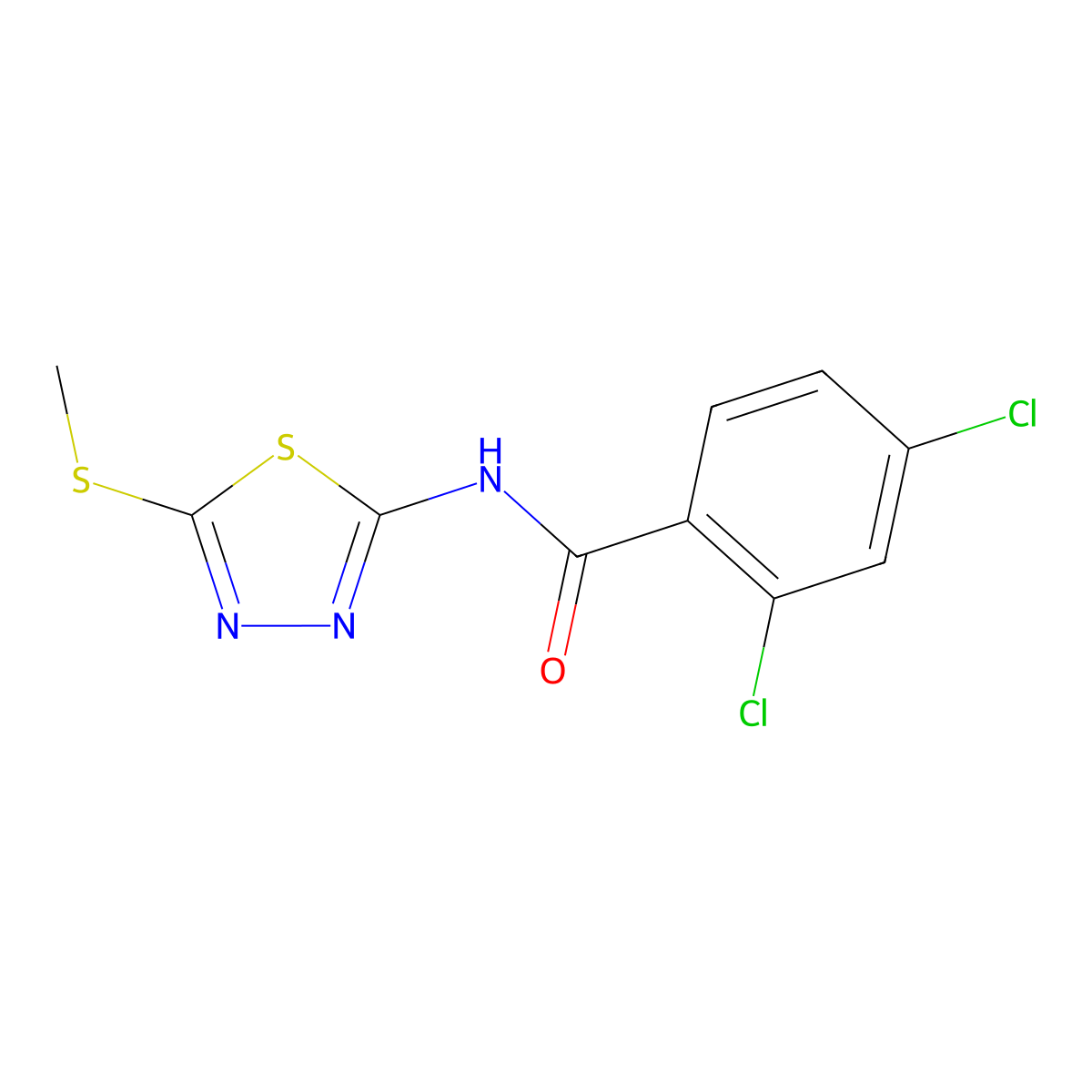 2,4-dichloro-N-(5-(methylthio)-1,3,4-thiadiazol-2-yl)benzamide molecular structure, CAS 393567-90-3