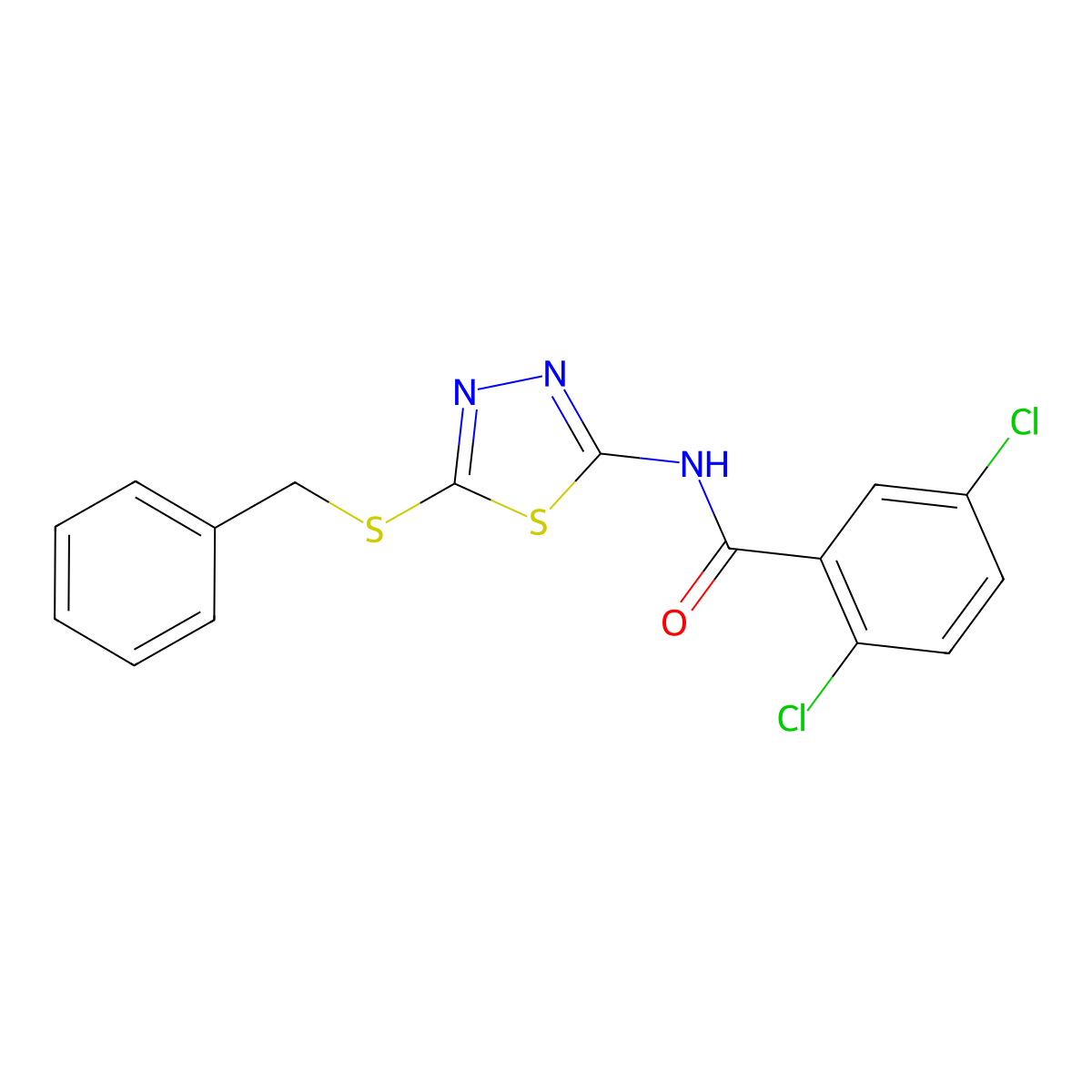 N-(5-(benzylthio)-1,3,4-thiadiazol-2-yl)-2,5-dichlorobenzamide molecular structure, CAS 393567-95-8