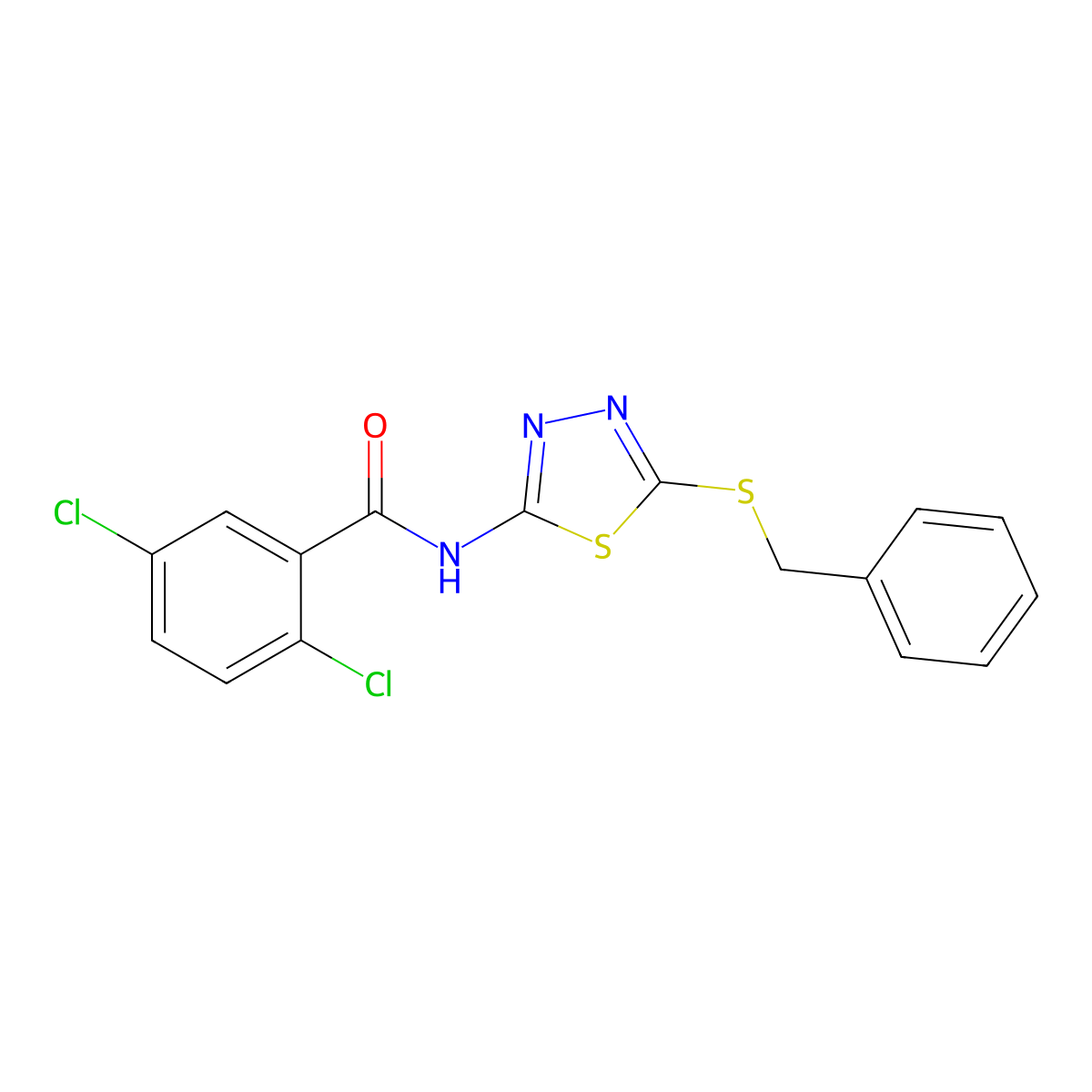 N-(5-(benzylthio)-1,3,4-thiadiazol-2-yl)-2,5-dichlorobenzamide molecular structure, CAS 393567-95-8