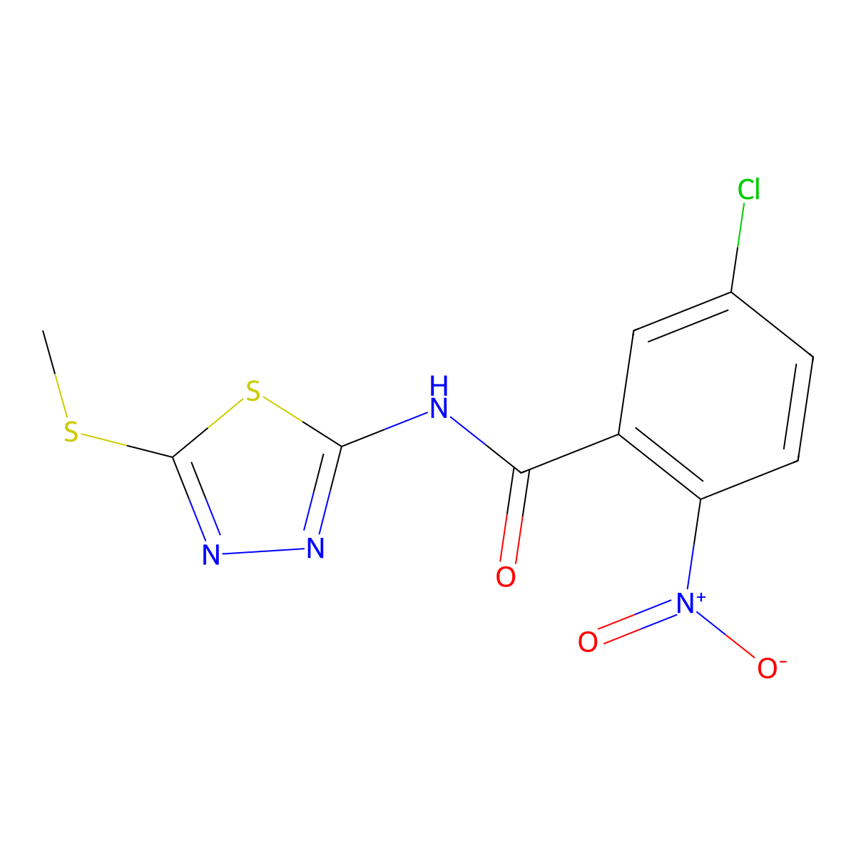 5-chloro-N-(5-methylsulfanyl-1,3,4-thiadiazol-2-yl)-2-nitrobenzamide molecular structure, CAS 393568-39-3