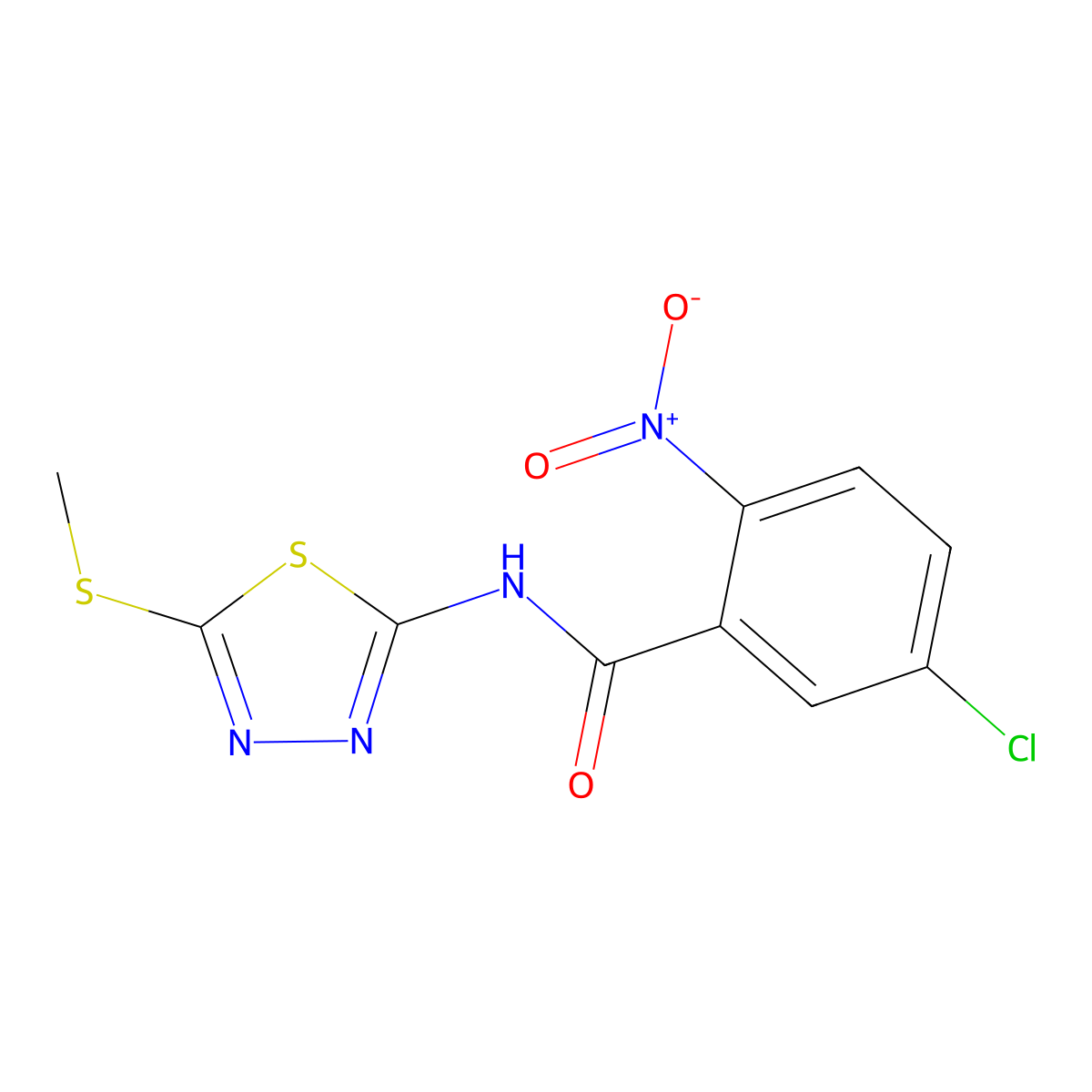 5-chloro-N-(5-methylsulfanyl-1,3,4-thiadiazol-2-yl)-2-nitrobenzamide molecular structure, CAS 393568-39-3
