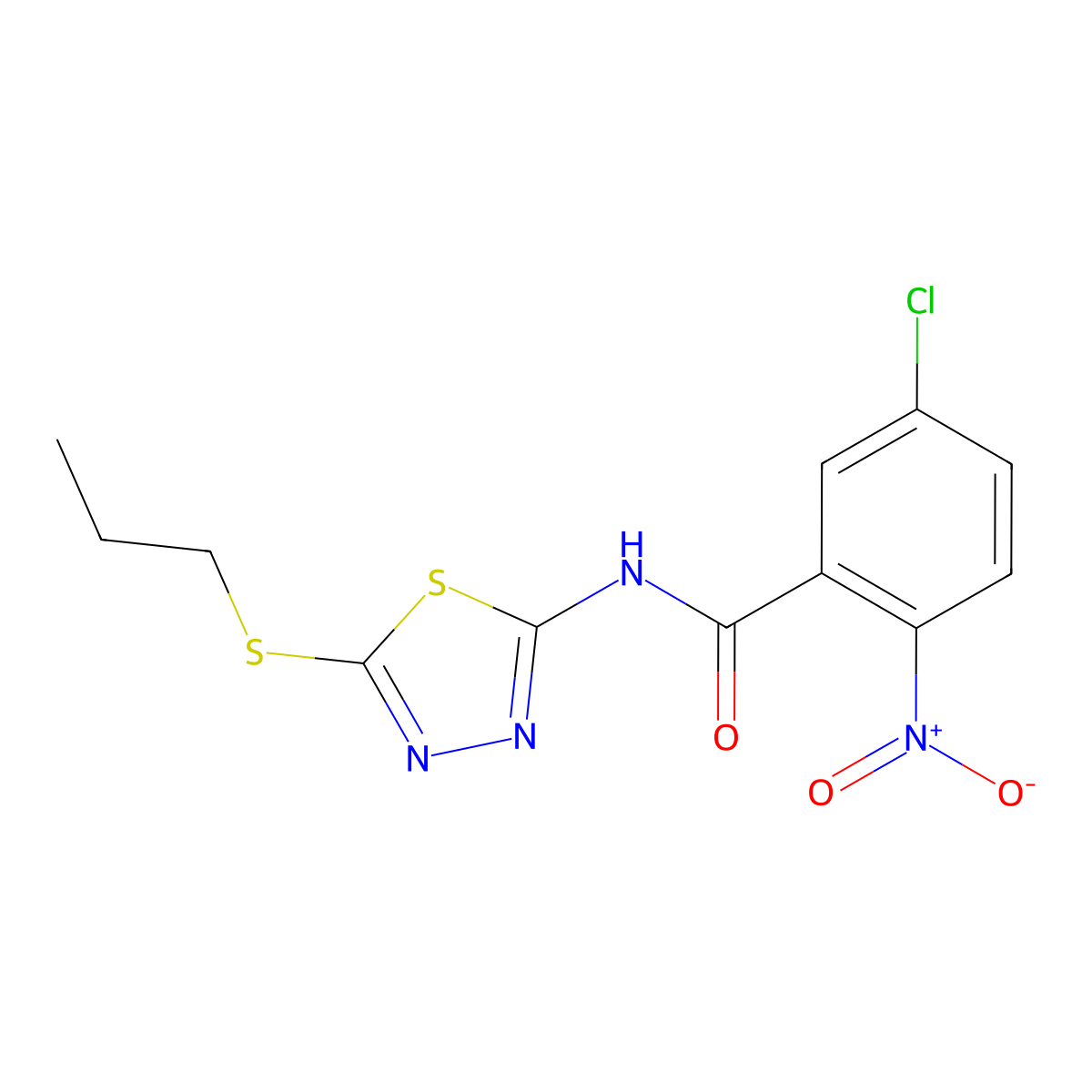 5-chloro-2-nitro-N-(5-(propylthio)-1,3,4-thiadiazol-2-yl)benzamide molecular structure, CAS 393568-41-7