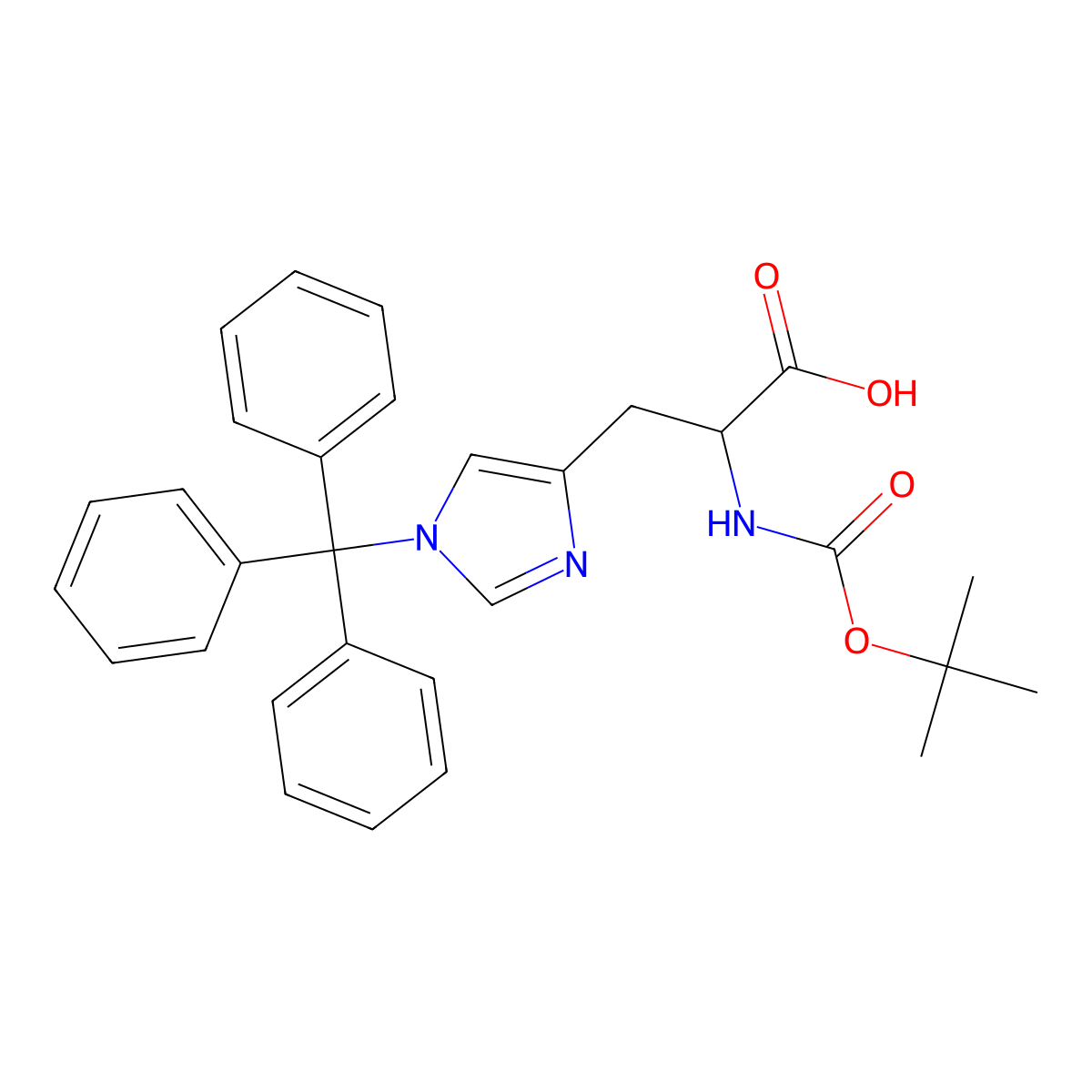 Boc-D-His(Trt)-OH molecular structure, CAS 393568-74-6