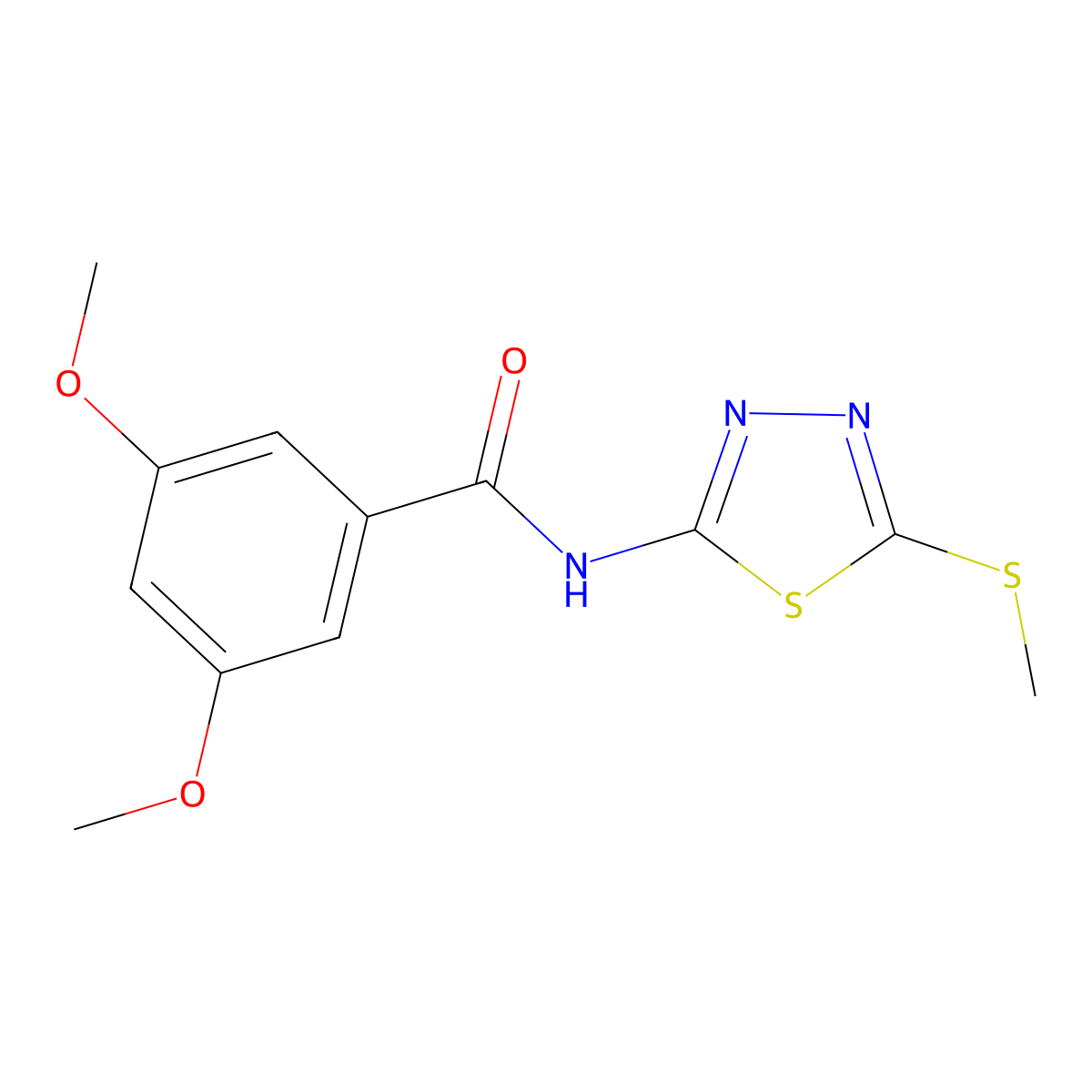 3,5-dimethoxy-N-(5-methylsulfanyl-1,3,4-thiadiazol-2-yl)benzamide molecular structure, CAS 393569-49-8