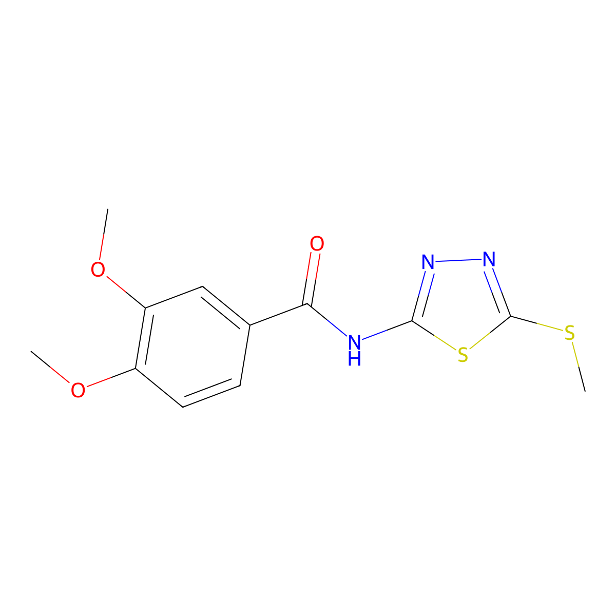 3,4-dimethoxy-N-(5-(methylthio)-1,3,4-thiadiazol-2-yl)benzamide molecular structure, CAS 393571-16-9