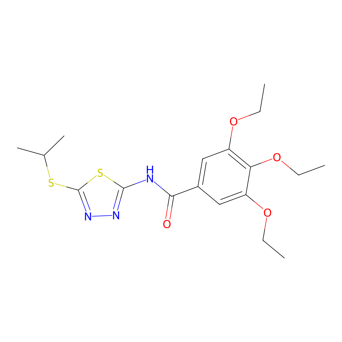 3,4,5-triethoxy-N-(5-(isopropylthio)-1,3,4-thiadiazol-2-yl)benzamide molecular structure, CAS 393571-52-3