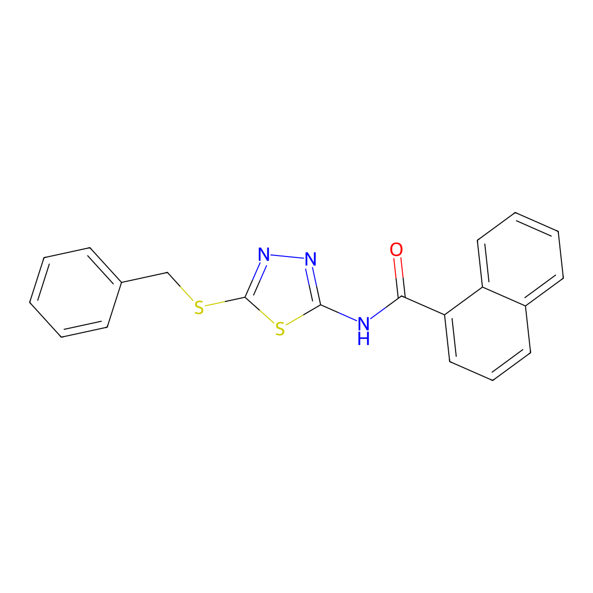 N-[5-(benzylsulfanyl)-1,3,4-thiadiazol-2-yl]naphthalene-1-carboxamide molecular structure, CAS 393571-55-6