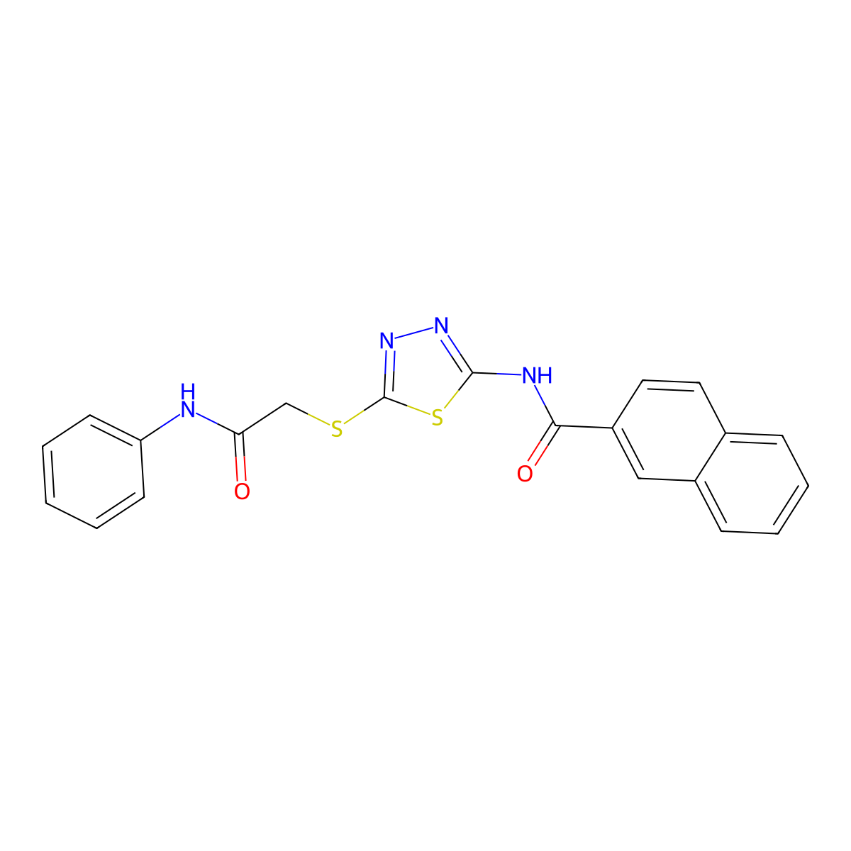 N-(5-{[(phenylcarbamoyl)methyl]sulfanyl}-1,3,4-thiadiazol-2-yl)naphthalene-2-carboxamide molecular structure, CAS 393571-59-0