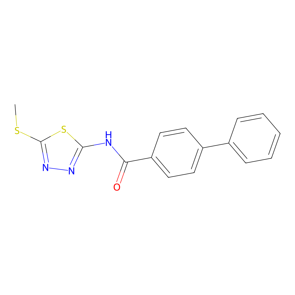 N-(5-(methylthio)-1,3,4-thiadiazol-2-yl)-[1,1'-biphenyl]-4-carboxamide molecular structure, CAS 393571-65-8