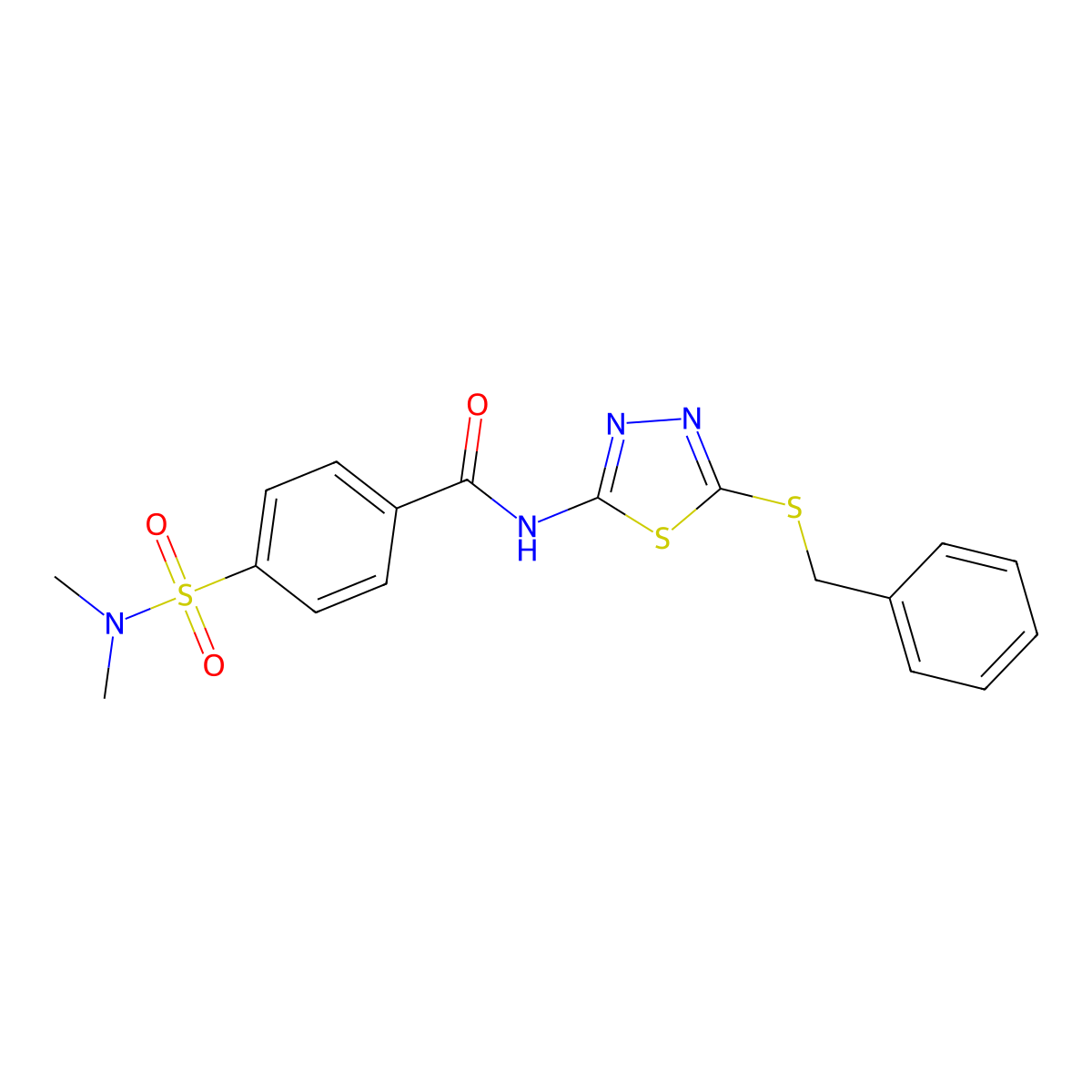 N-[5-(benzylsulfanyl)-1,3,4-thiadiazol-2-yl]-4-(dimethylsulfamoyl)benzamide molecular structure, CAS 393572-22-0