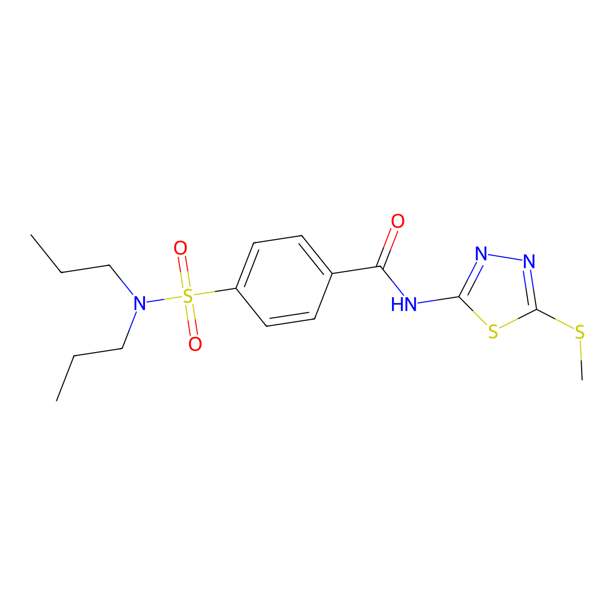 4-(N,N-dipropylsulfamoyl)-N-(5-(methylthio)-1,3,4-thiadiazol-2-yl)benzamide molecular structure, CAS 393572-49-1