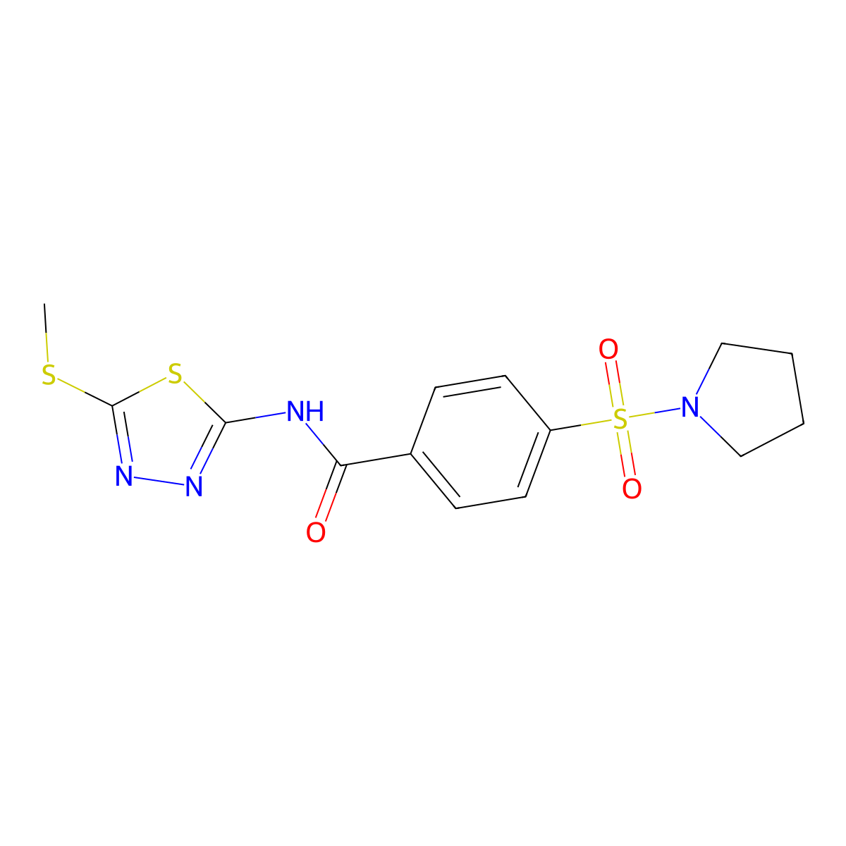 N-(5-methylsulfanyl-1,3,4-thiadiazol-2-yl)-4-pyrrolidin-1-ylsulfonylbenzamide molecular structure, CAS 393572-56-0