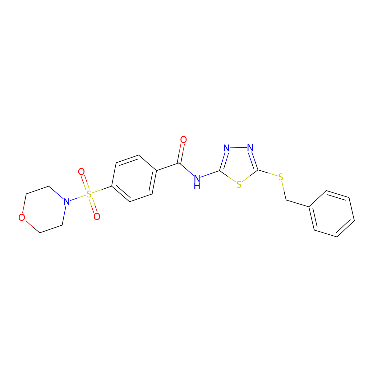N-(5-benzylsulfanyl-1,3,4-thiadiazol-2-yl)-4-morpholin-4-ylsulfonylbenzamide molecular structure, CAS 393572-72-0