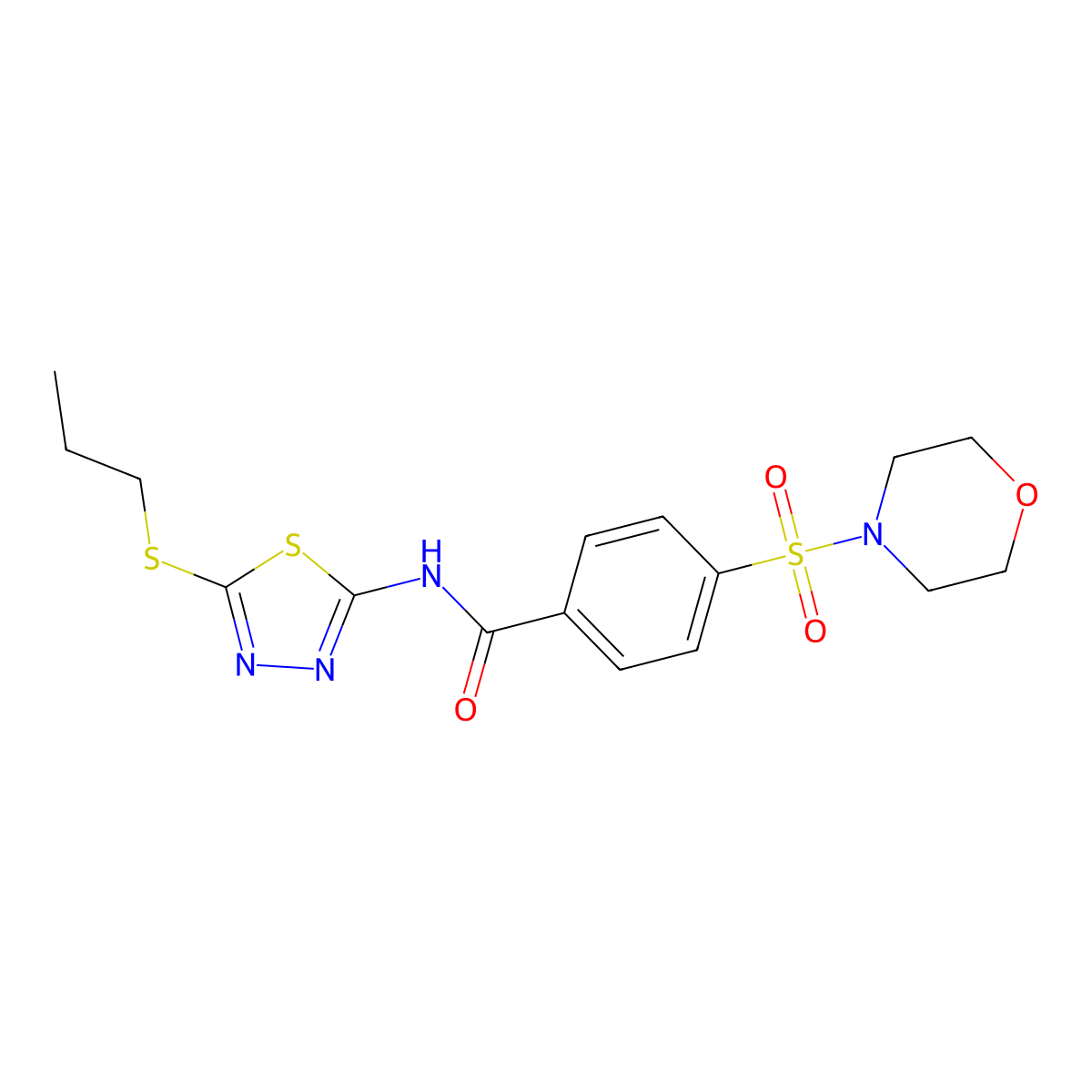 4-(morpholinosulfonyl)-N-(5-(propylthio)-1,3,4-thiadiazol-2-yl)benzamide molecular structure, CAS 393572-75-3