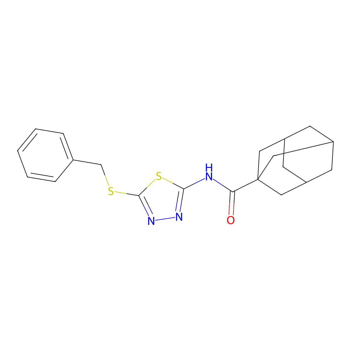N-(5-benzylsulfanyl-1,3,4-thiadiazol-2-yl)adamantane-1-carboxamide molecular structure, CAS 393572-99-1