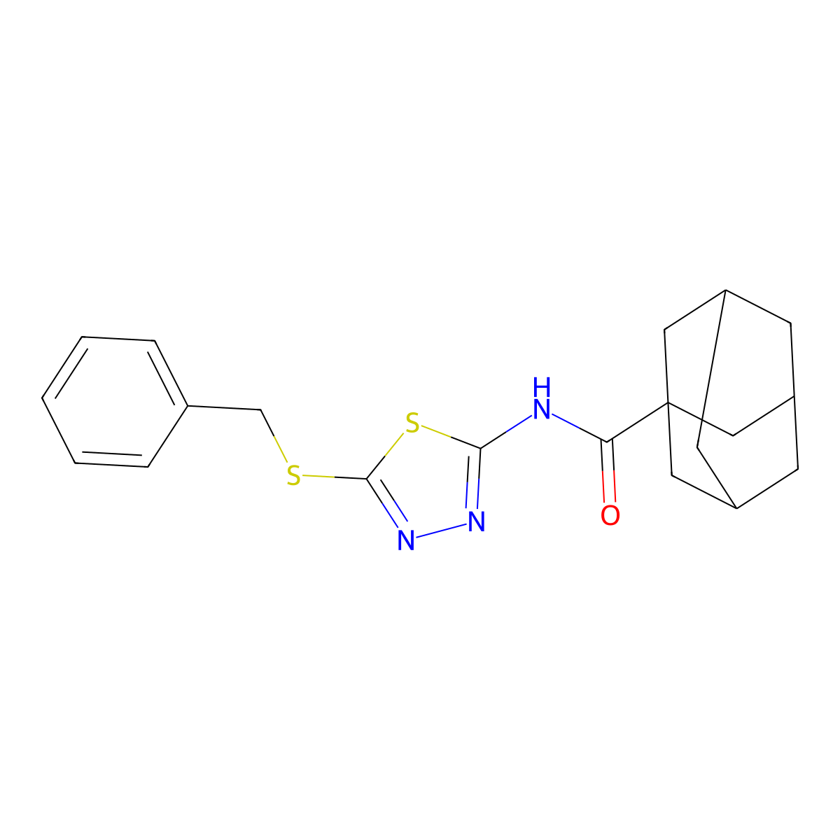 N-(5-benzylsulfanyl-1,3,4-thiadiazol-2-yl)adamantane-1-carboxamide molecular structure, CAS 393572-99-1