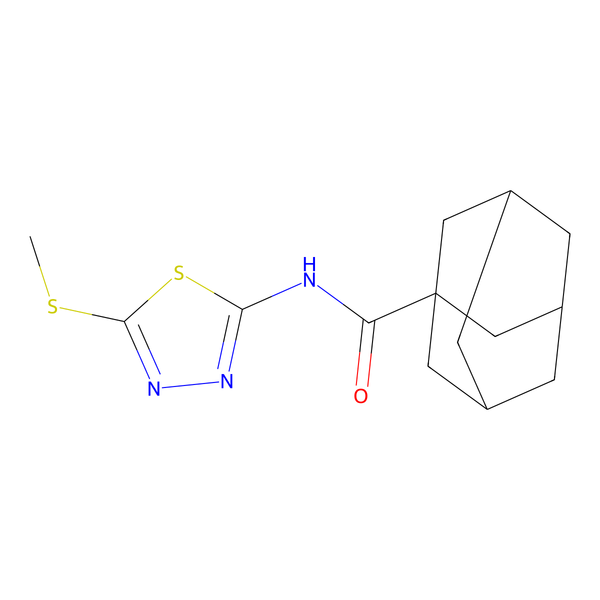 N-(5-methylsulfanyl-1,3,4-thiadiazol-2-yl)adamantane-1-carboxamide molecular structure, CAS 393573-00-7