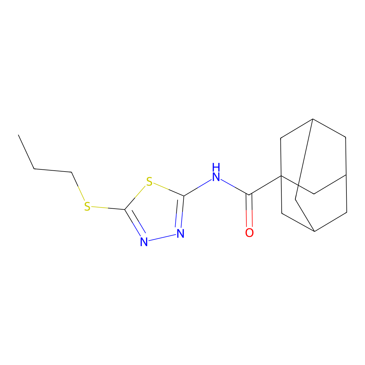 N-(5-propylsulfanyl-1,3,4-thiadiazol-2-yl)adamantane-1-carboxamide molecular structure, CAS 393573-01-8