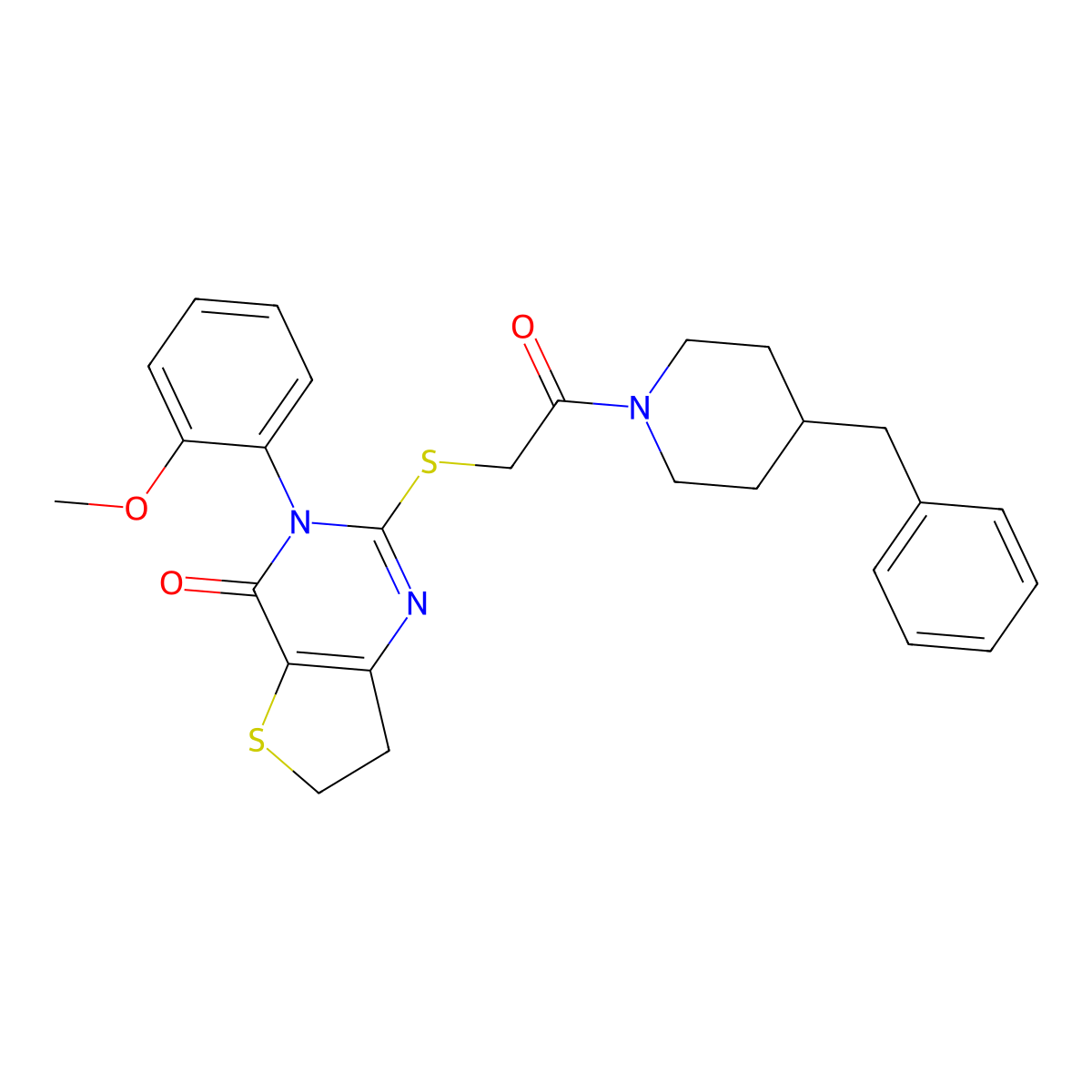 2-[2-(4-Benzylpiperidin-1-yl)-2-oxoethyl]sulfanyl-3-(2-methoxyphenyl)-6,7-dihydrothieno[3,2-d]pyrimidin-4-one molecular structure, CAS 393573-07-4
