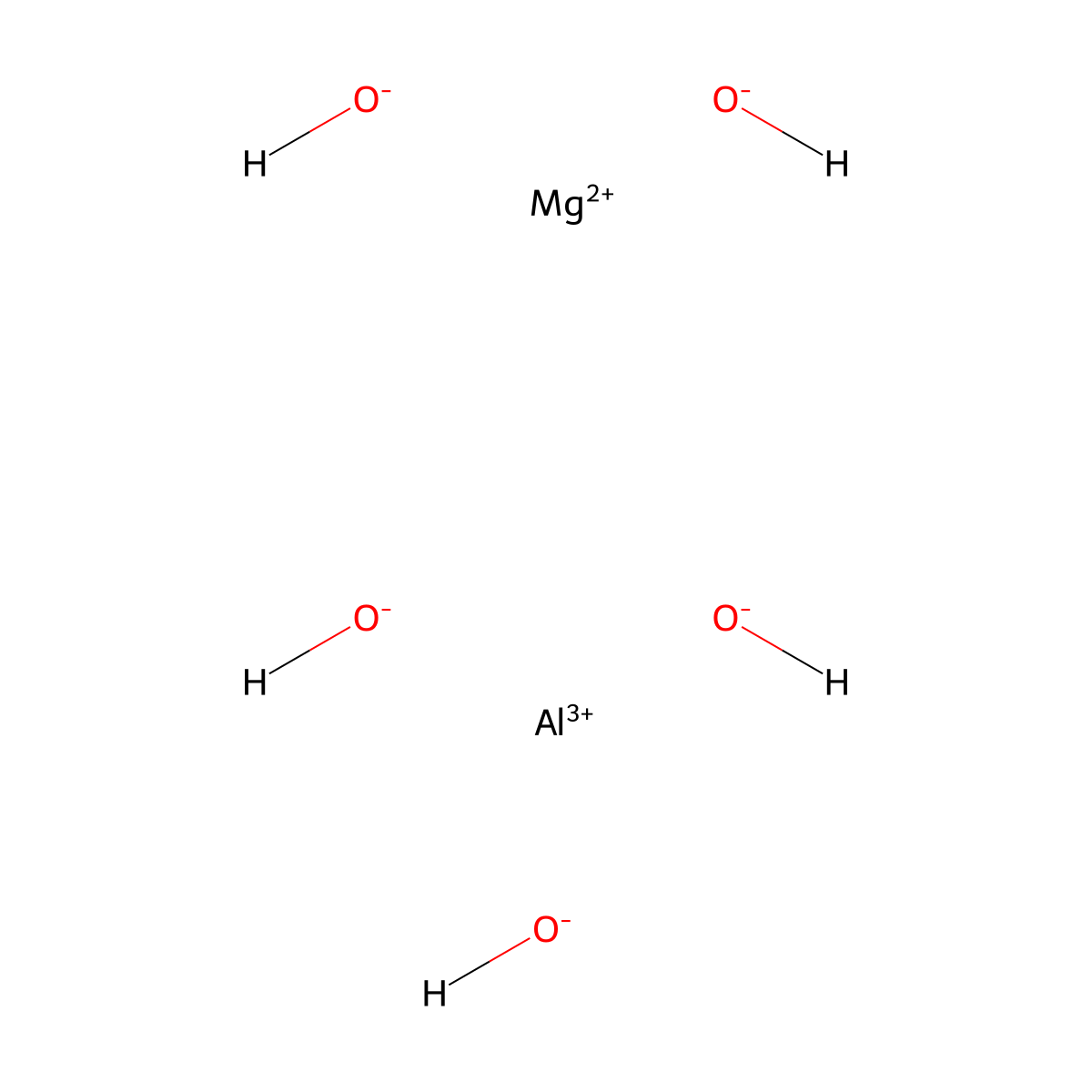 Aluminum magnesium hydroxide molecular structure, CAS 39366-43-3