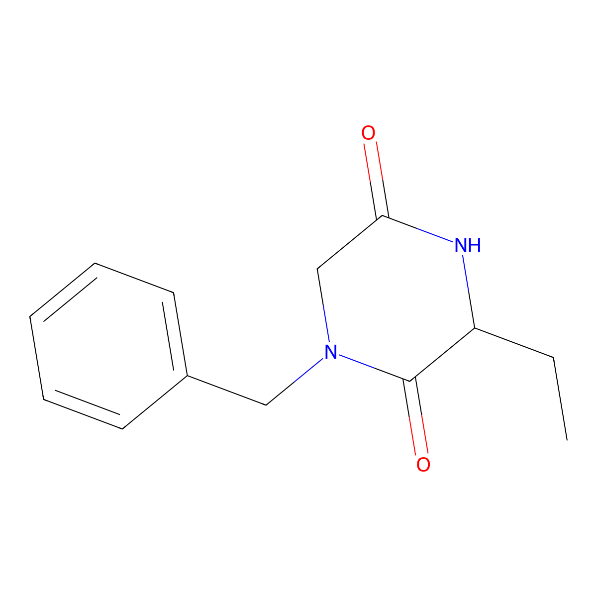 1-Benzyl-3-ethylpiperazine-2,5-dione molecular structure, CAS 393781-68-5