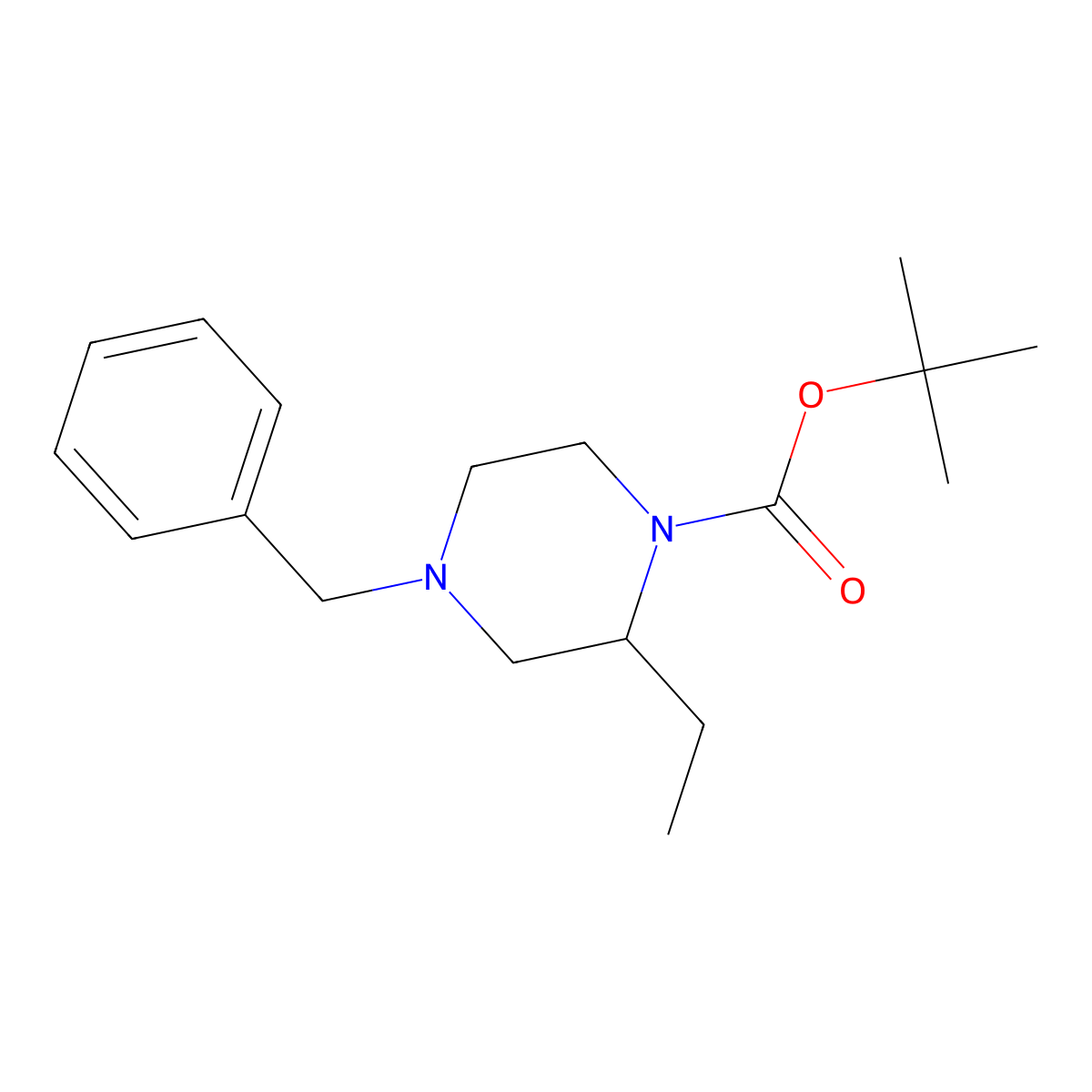 tert-Butyl (2R)-4-benzyl-2-ethylpiperazine-1-carboxylate molecular structure, CAS 393781-69-6