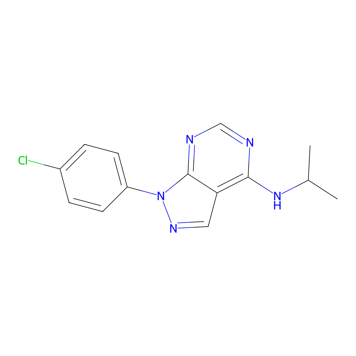 1-(4-Chlorophenyl)-N-isopropyl-1H-pyrazolo[3,4-d]pyrimidin-4-amine molecular structure, CAS 393784-05-9