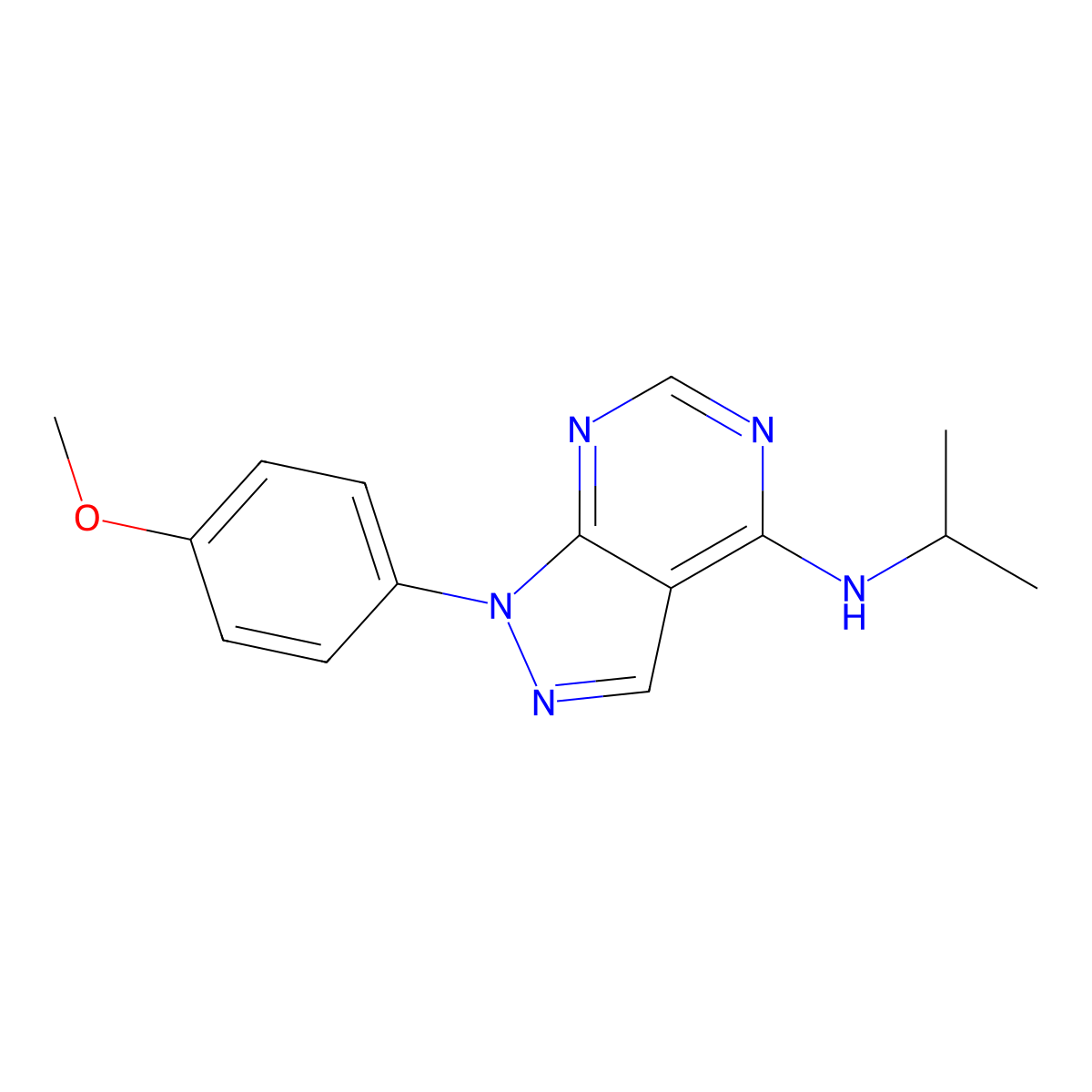 1-(4-methoxyphenyl)-N-propan-2-ylpyrazolo[3,4-d]pyrimidin-4-amine molecular structure, CAS 393784-06-0