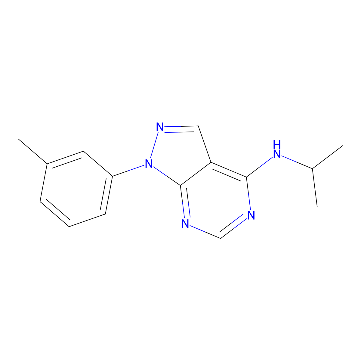 1-(3-methylphenyl)-N-(propan-2-yl)-1H-pyrazolo[3,4-d]pyrimidin-4-amine molecular structure, CAS 393784-07-1