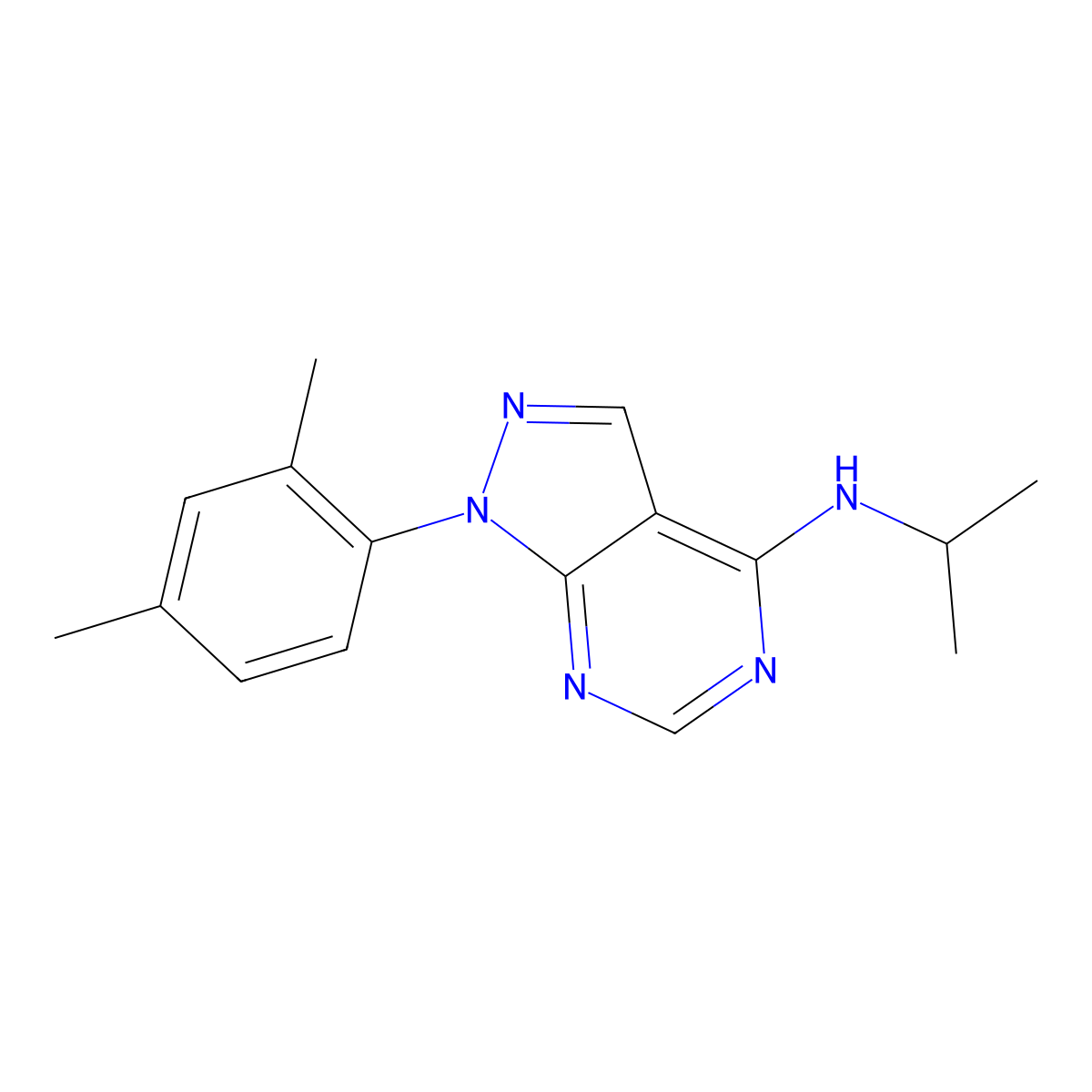 1-(2,4-dimethylphenyl)-N-(propan-2-yl)-1H-pyrazolo[3,4-d]pyrimidin-4-amine molecular structure, CAS 393784-08-2