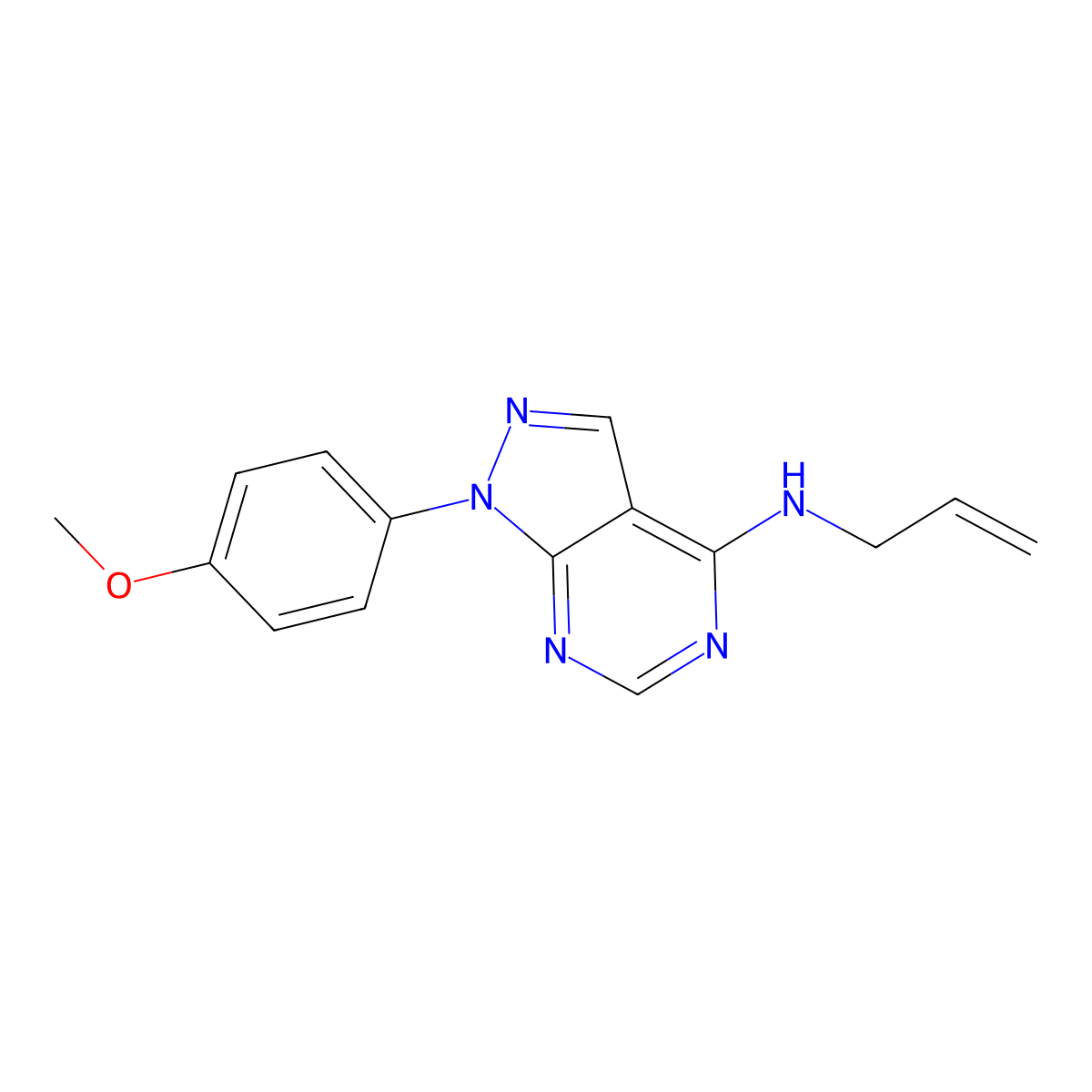 1-(4-methoxyphenyl)-N-prop-2-enylpyrazolo[3,4-d]pyrimidin-4-amine molecular structure, CAS 393784-22-0