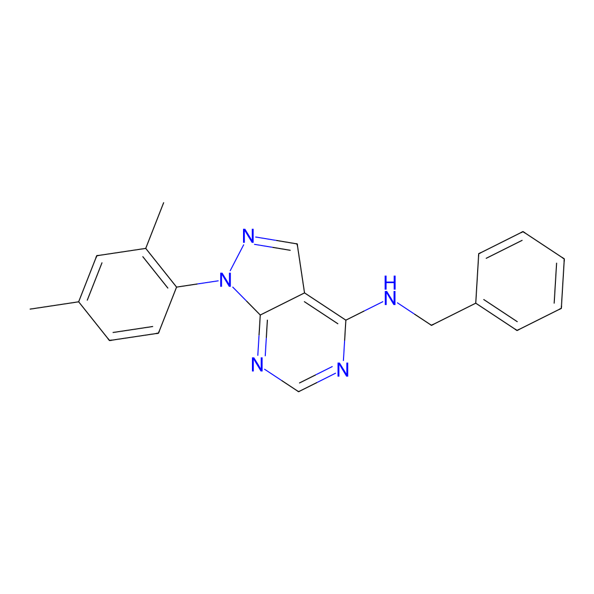 [1-(2,4-Dimethylphenyl)pyrazolo[4,5-e]pyrimidin-4-yl]benzylamine molecular structure, CAS 393784-36-6