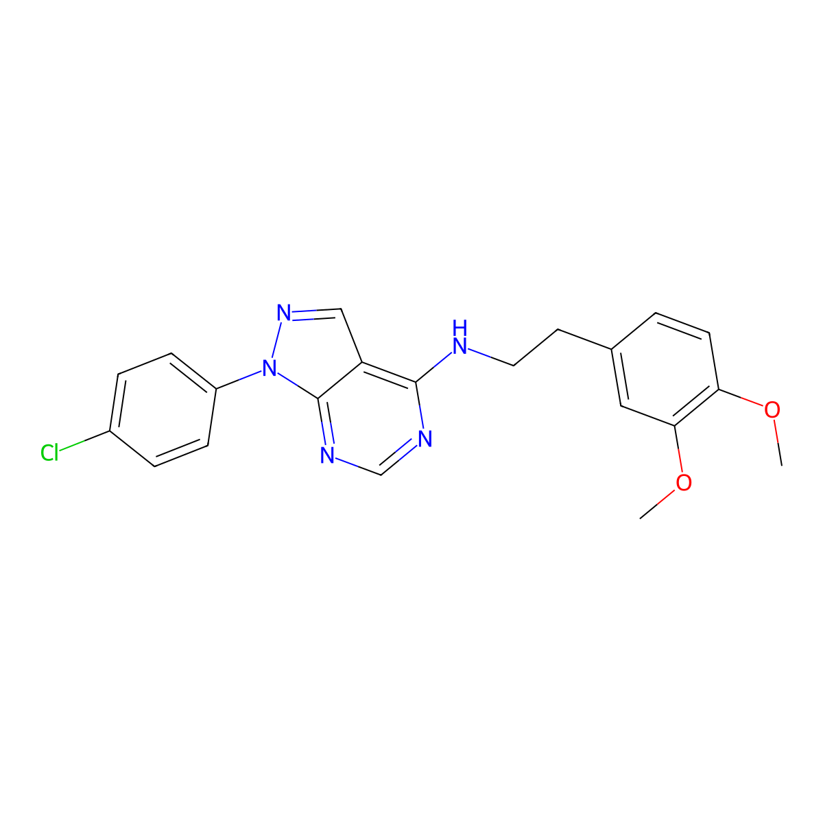 1-(4-chlorophenyl)-N-[2-(3,4-dimethoxyphenyl)ethyl]pyrazolo[3,4-d]pyrimidin-4-amine molecular structure, CAS 393784-63-9