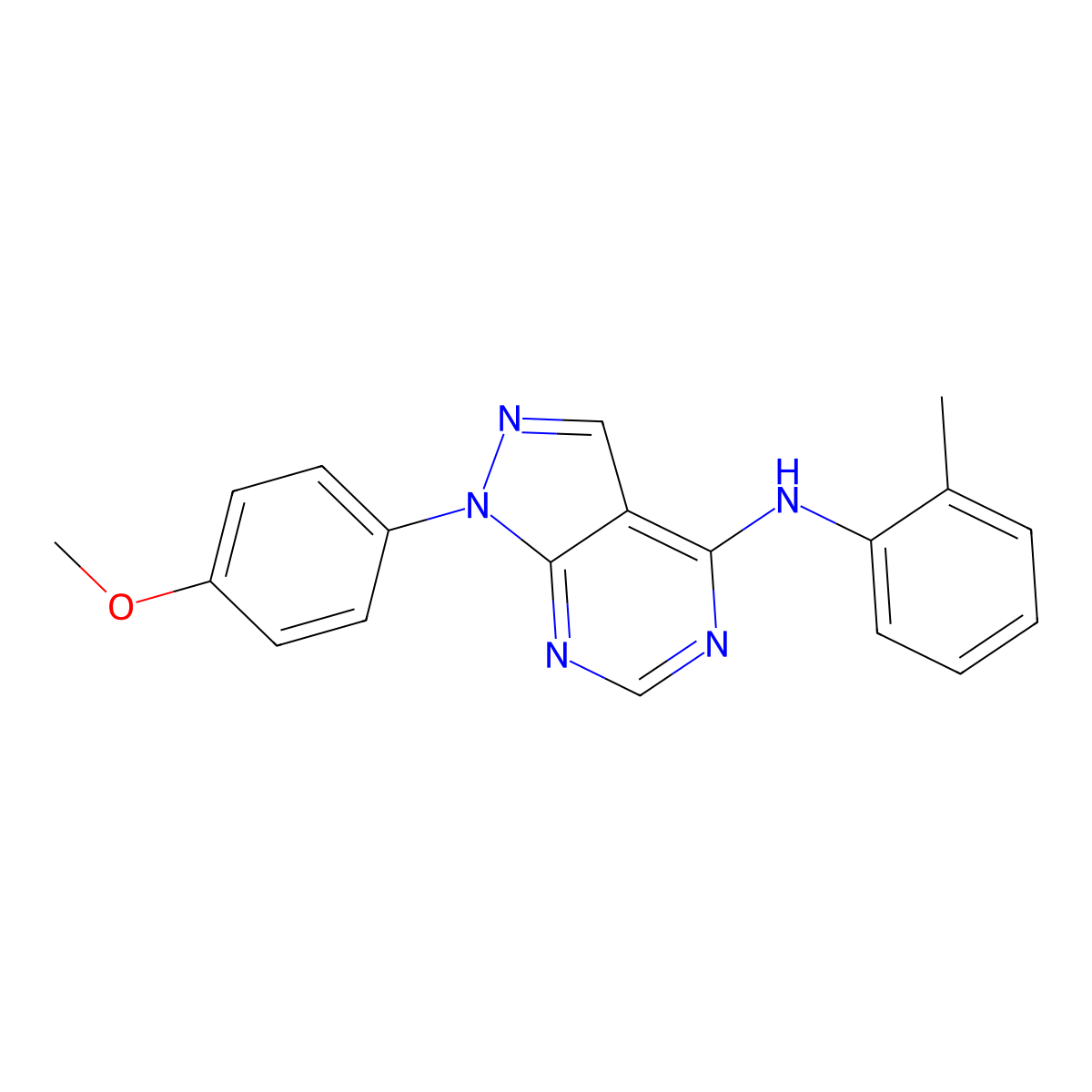 1-(4-Methoxyphenyl)-N-(o-tolyl)-1H-pyrazolo[3,4-d]pyrimidin-4-amine molecular structure, CAS 393784-88-8