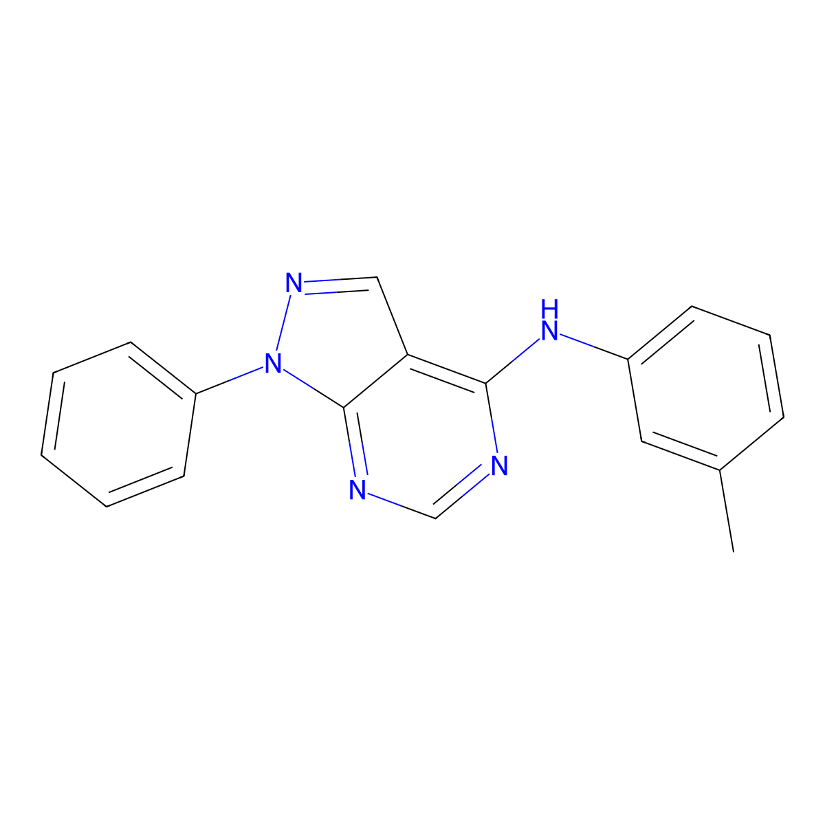 N-(3-methylphenyl)-1-phenylpyrazolo[3,4-d]pyrimidin-4-amine molecular structure, CAS 393784-91-3
