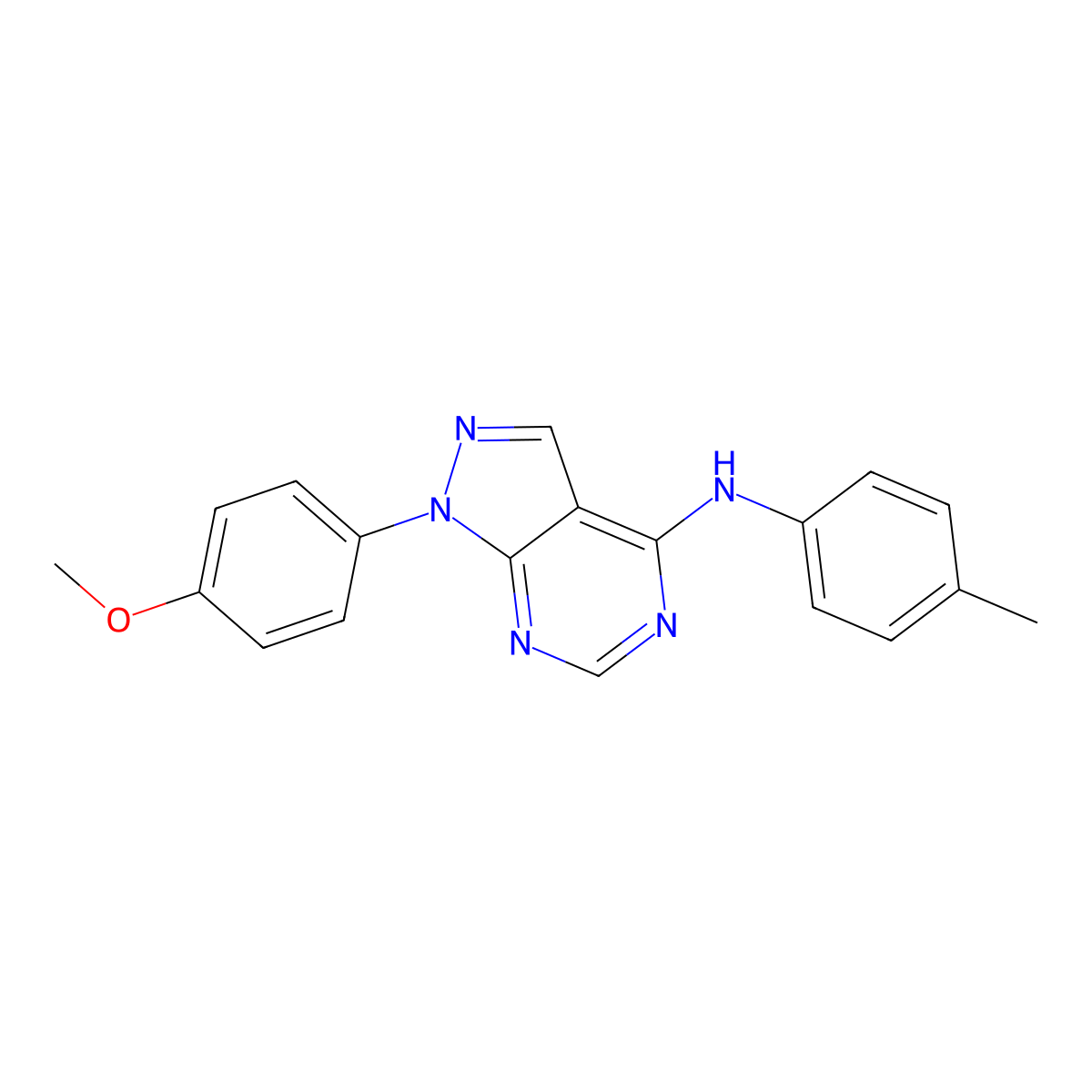 1-(4-methoxyphenyl)-N-(4-methylphenyl)-1H-pyrazolo[3,4-d]pyrimidin-4-amine molecular structure, CAS 393784-97-9