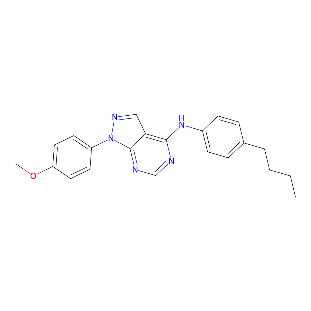 N-(4-butylphenyl)-1-(4-methoxyphenyl)-1H-pyrazolo[3,4-d]pyrimidin-4-amine molecular structure, CAS 393785-16-5