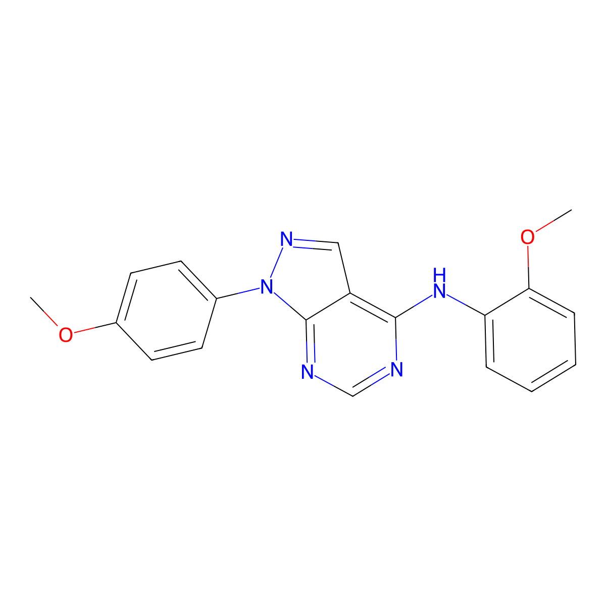 N-(2-methoxyphenyl)-1-(4-methoxyphenyl)-1H-pyrazolo[3,4-d]pyrimidin-4-amine molecular structure, CAS 393785-48-3