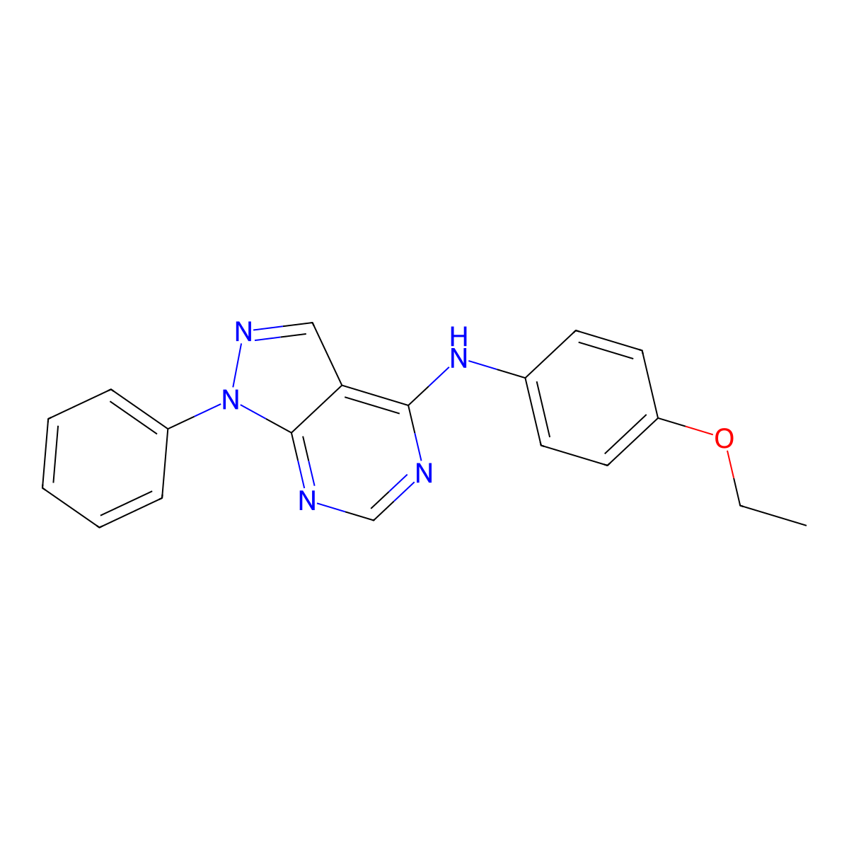 N-(4-ethoxyphenyl)-1-phenyl-1H-pyrazolo[3,4-d]pyrimidin-4-amine molecular structure, CAS 393785-59-6