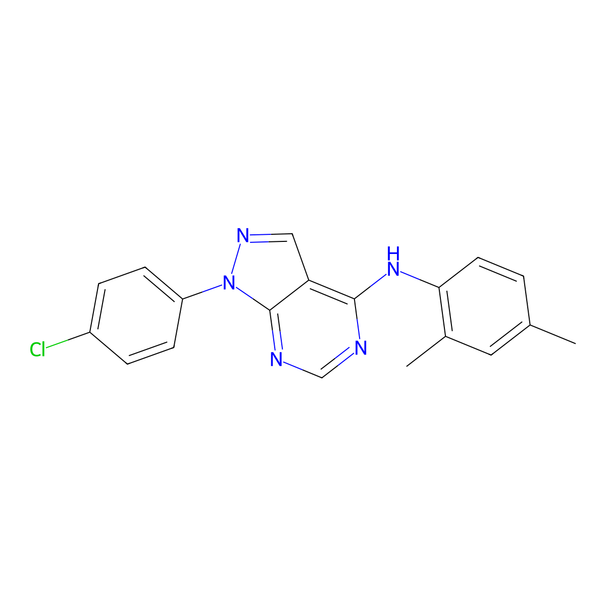 (2,4-Dimethylphenyl)[1-(4-chlorophenyl)pyrazolo[4,5-e]pyrimidin-4-yl]amine molecular structure, CAS 393785-95-0