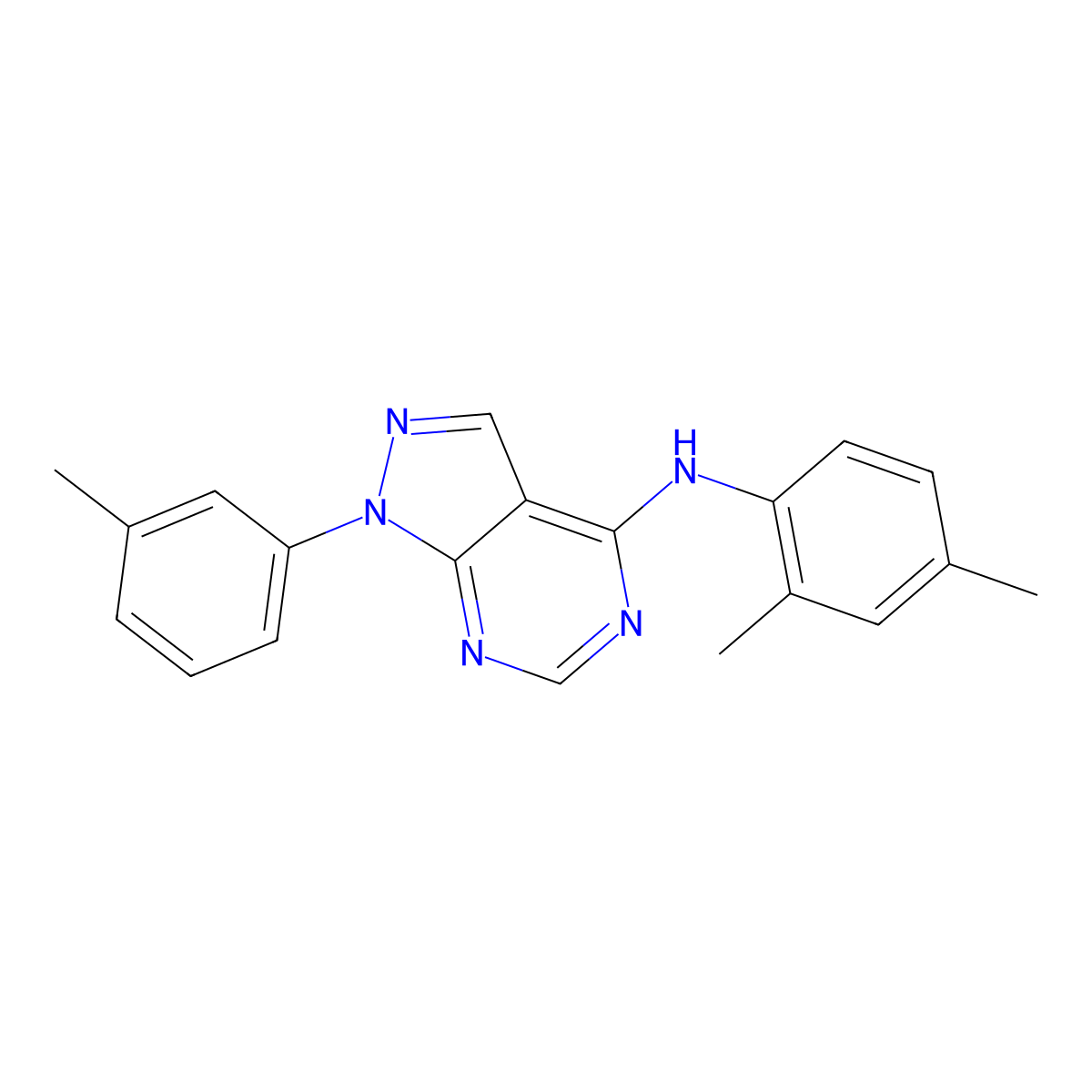 (2,4-Dimethylphenyl)[1-(3-methylphenyl)pyrazolo[4,5-e]pyrimidin-4-yl]amine molecular structure, CAS 393785-97-2
