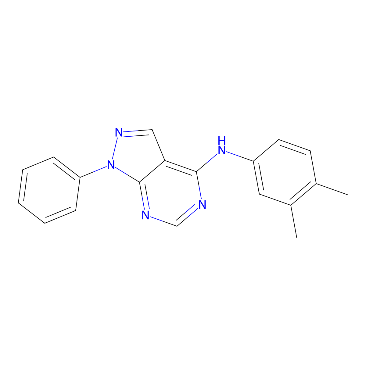 N-(3,4-dimethylphenyl)-1-phenyl-1H-pyrazolo[3,4-d]pyrimidin-4-amine molecular structure, CAS 393786-03-3