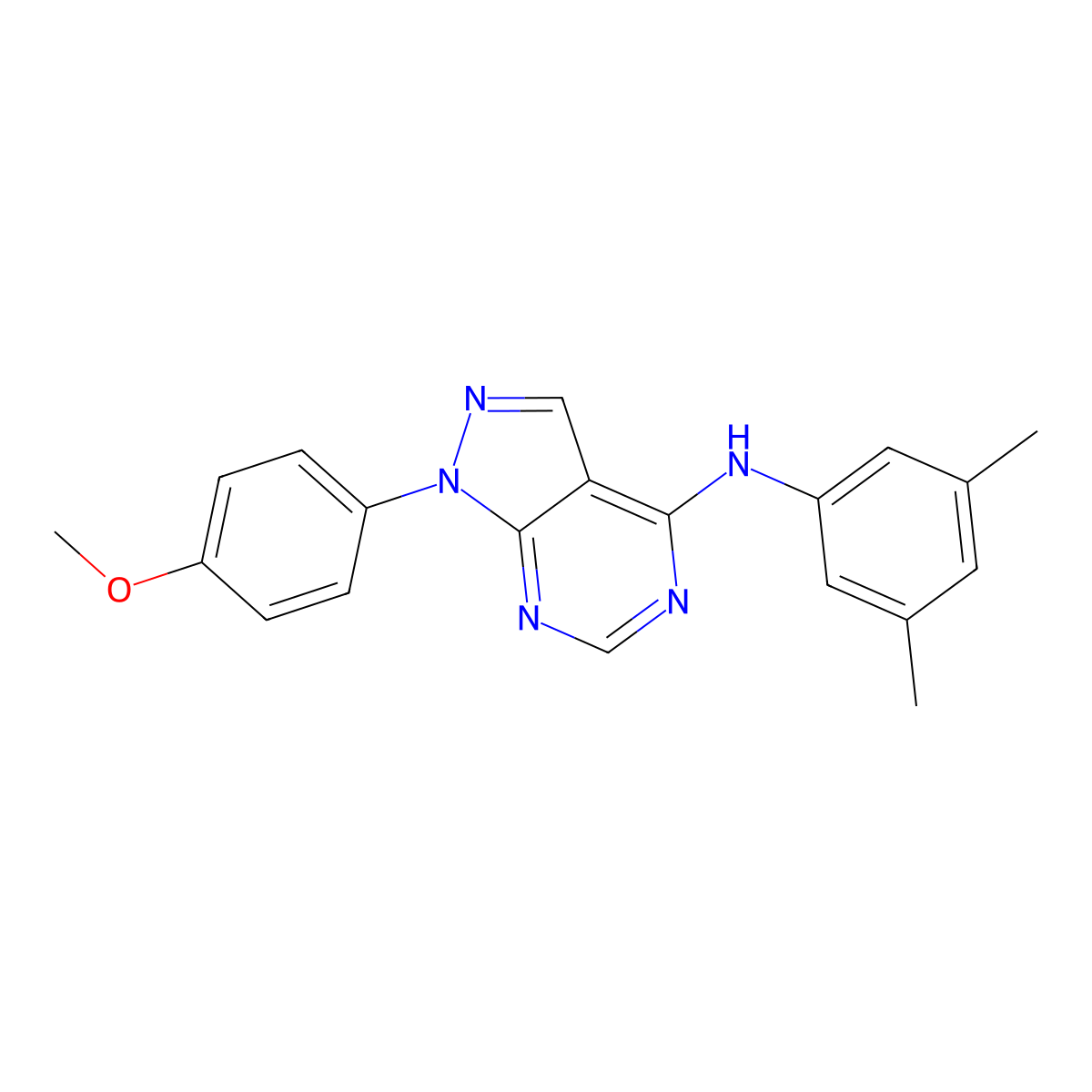 N-(3,5-dimethylphenyl)-1-(4-methoxyphenyl)-1H-pyrazolo[3,4-d]pyrimidin-4-amine molecular structure, CAS 393786-10-2