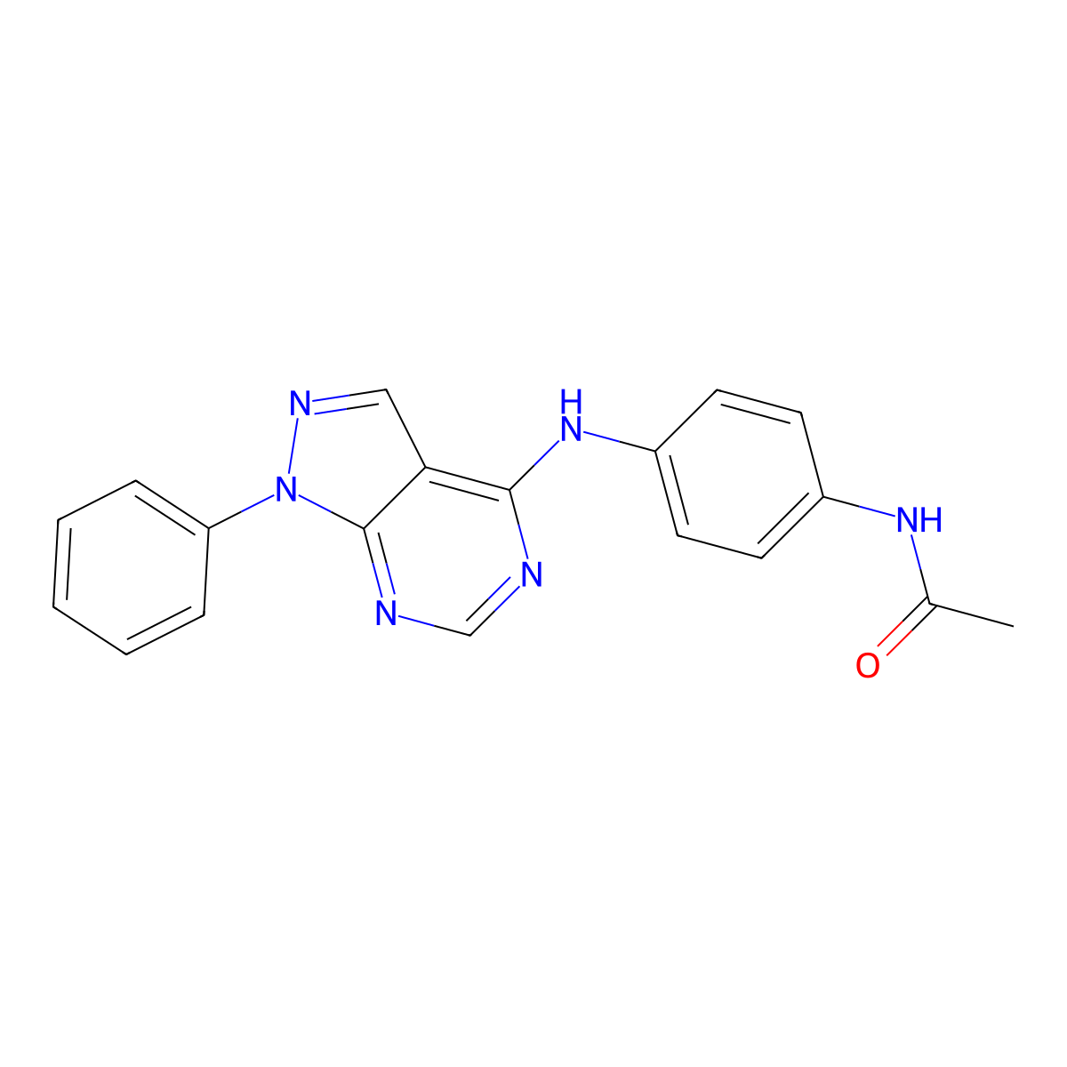 N-[4-[(1-phenylpyrazolo[3,4-d]pyrimidin-4-yl)amino]phenyl]acetamide molecular structure, CAS 393786-68-0