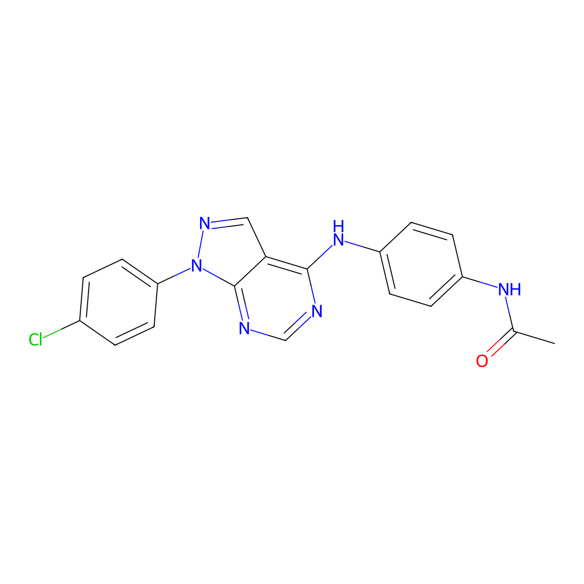 N-(4-{[1-(4-chlorophenyl)pyrazolo[4,5-e]pyrimidin-4-yl]amino}phenyl)acetamide molecular structure, CAS 393786-69-1