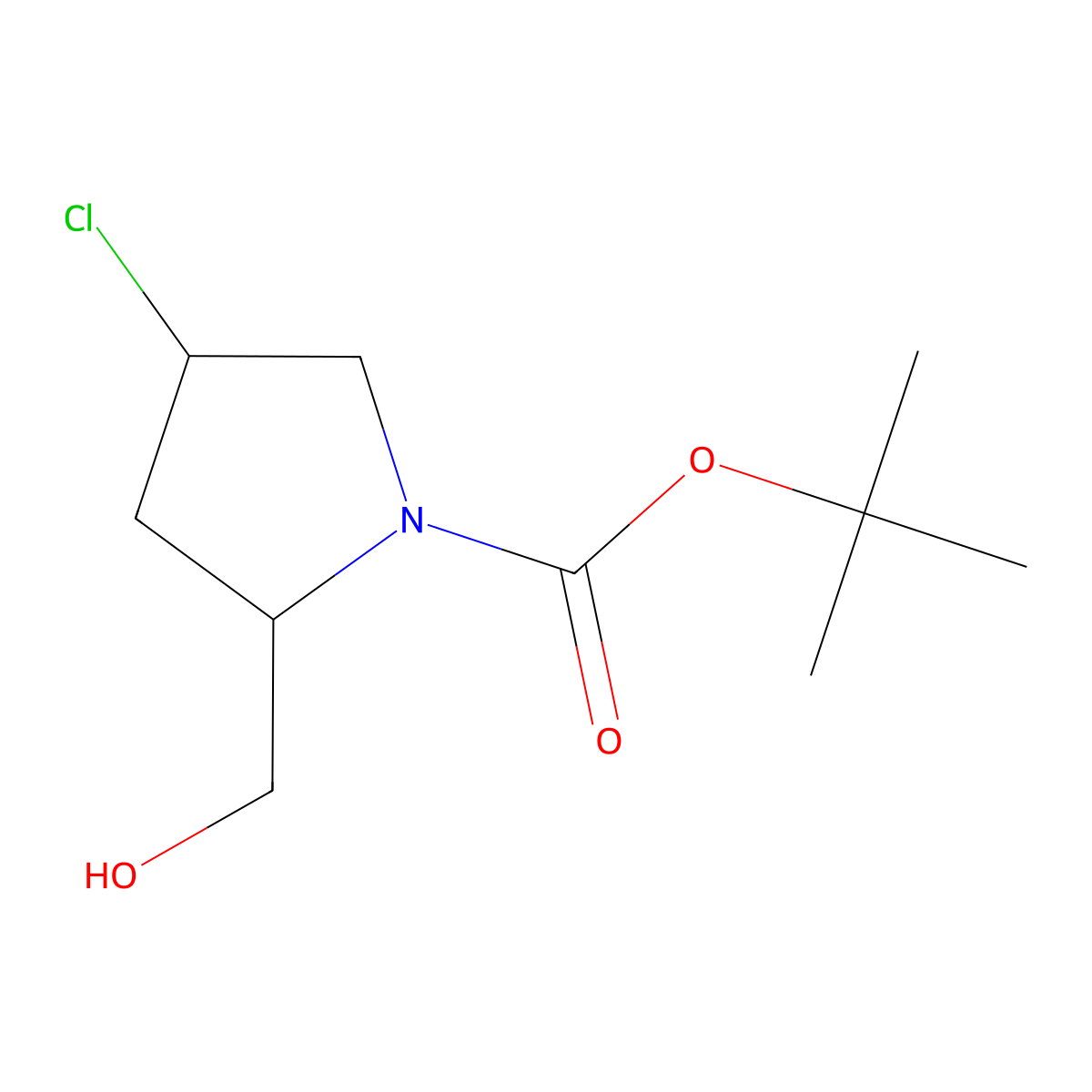 tert-butyl (2S,4S)-4-chloro-2-(hydroxymethyl)pyrrolidine-1-carboxylate molecular structure, CAS 393791-71-4