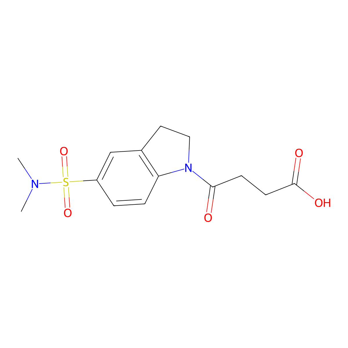 4-{5-[(Dimethylamino)sulfonyl]-2,3-dihydro-1H-indol-1-yl}-4-oxobutanoic acid molecular structure, CAS 393795-65-8