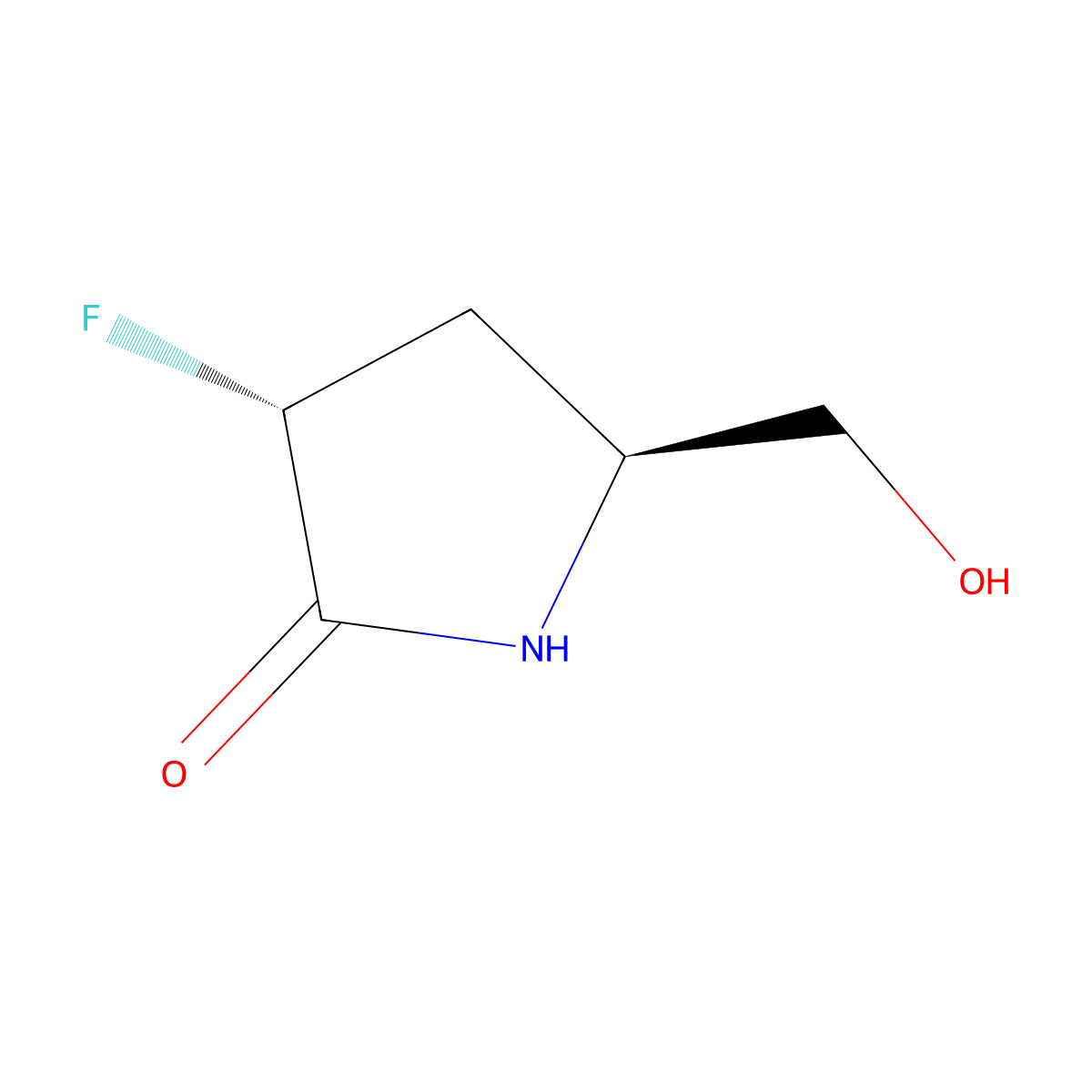 (3R,5S)-3-fluoro-5-(hydroxymethyl)pyrrolidin-2-one molecular structure, CAS 393810-24-7