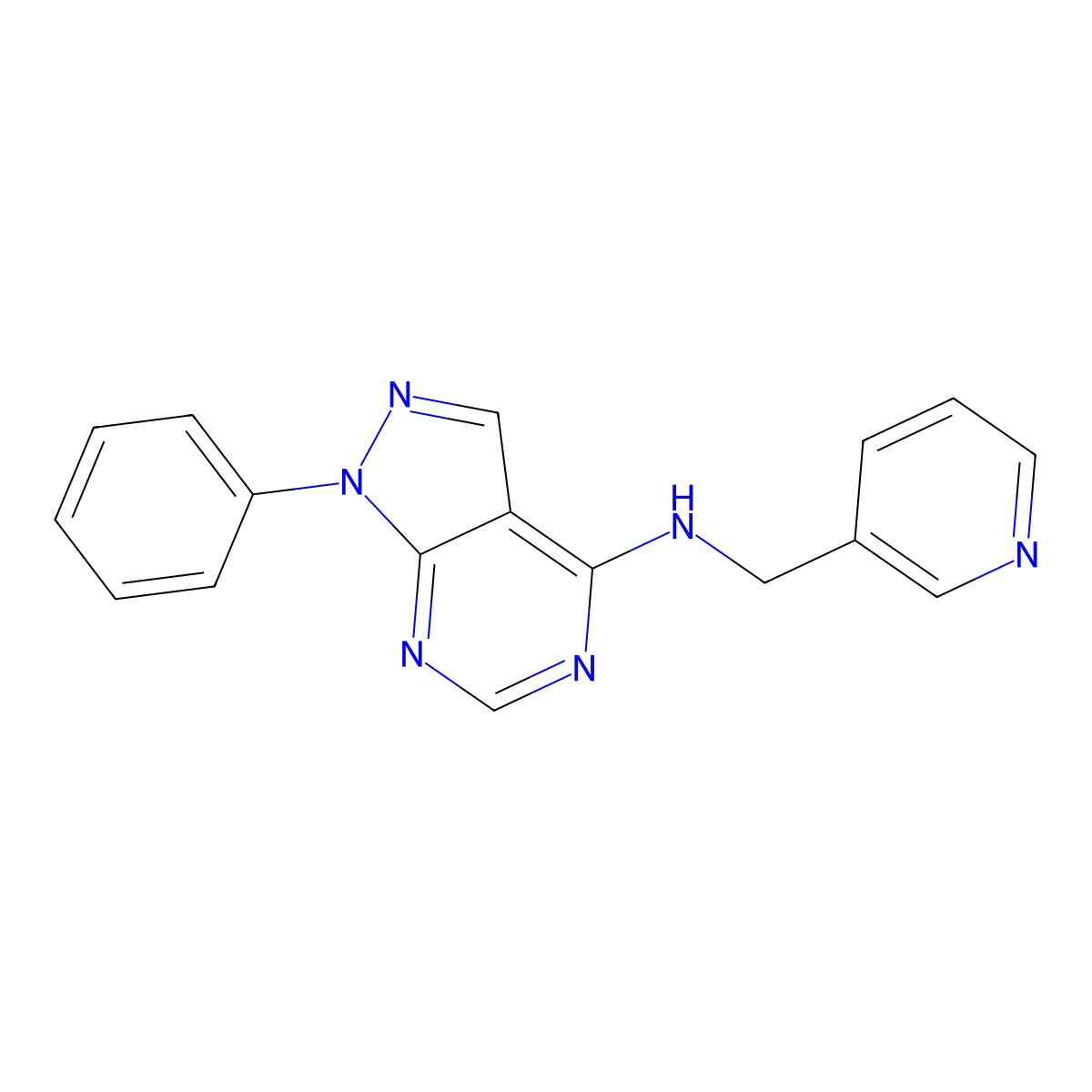 1-phenyl-N-(pyridin-3-ylmethyl)pyrazolo[3,4-d]pyrimidin-4-amine molecular structure, CAS 393820-04-7
